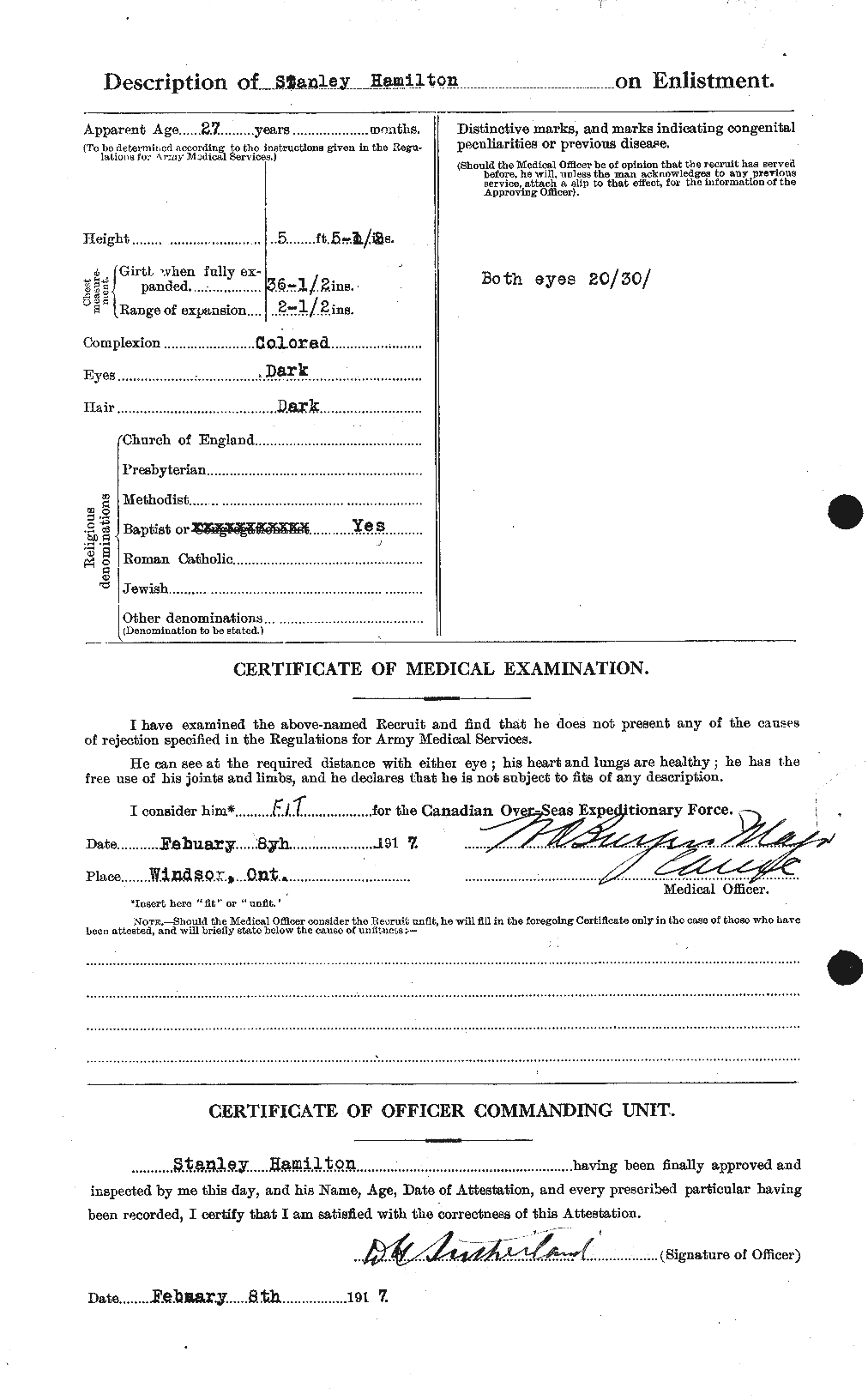 Dossiers du Personnel de la Première Guerre mondiale - CEC 373315b