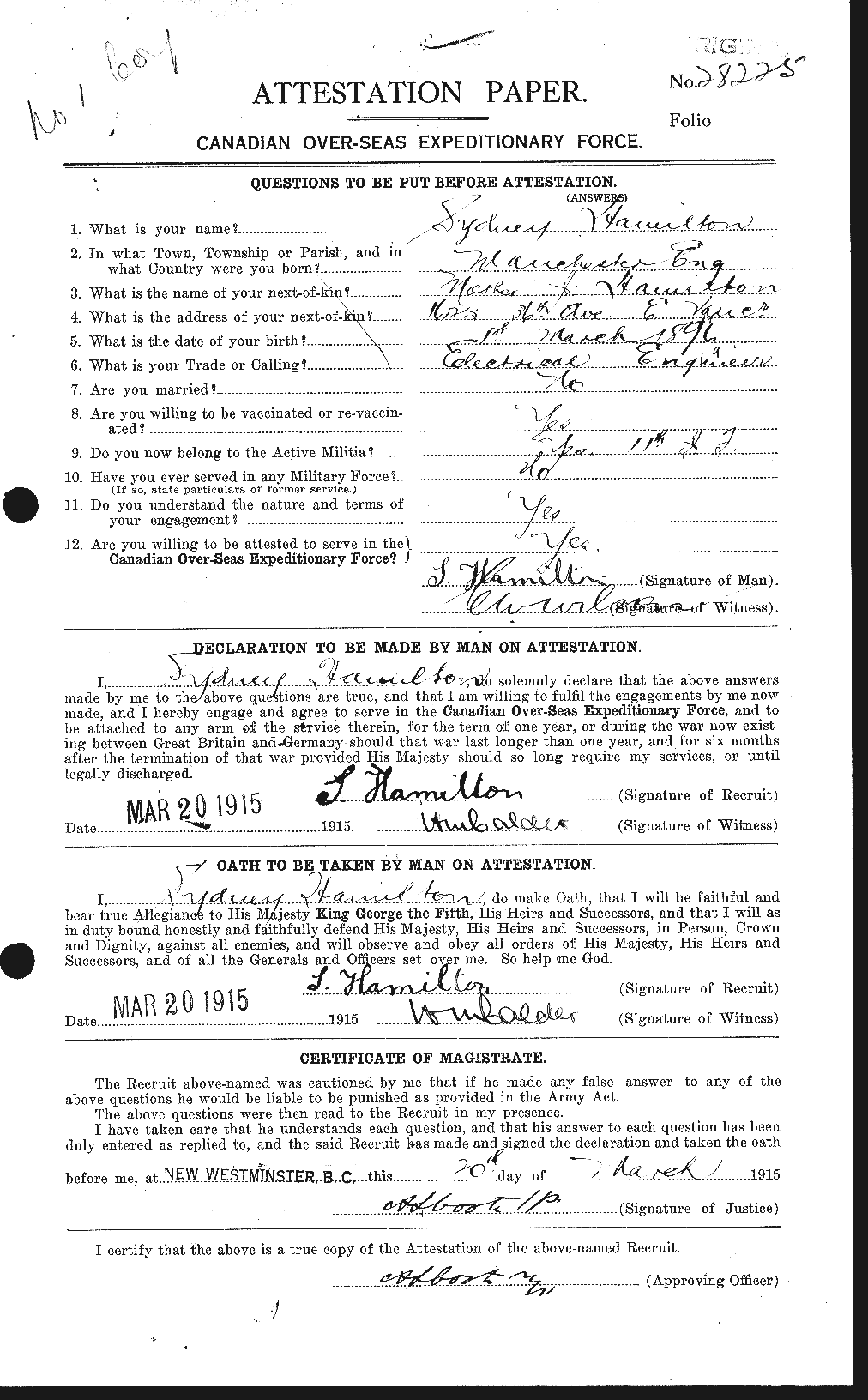 Personnel Records of the First World War - CEF 373327a