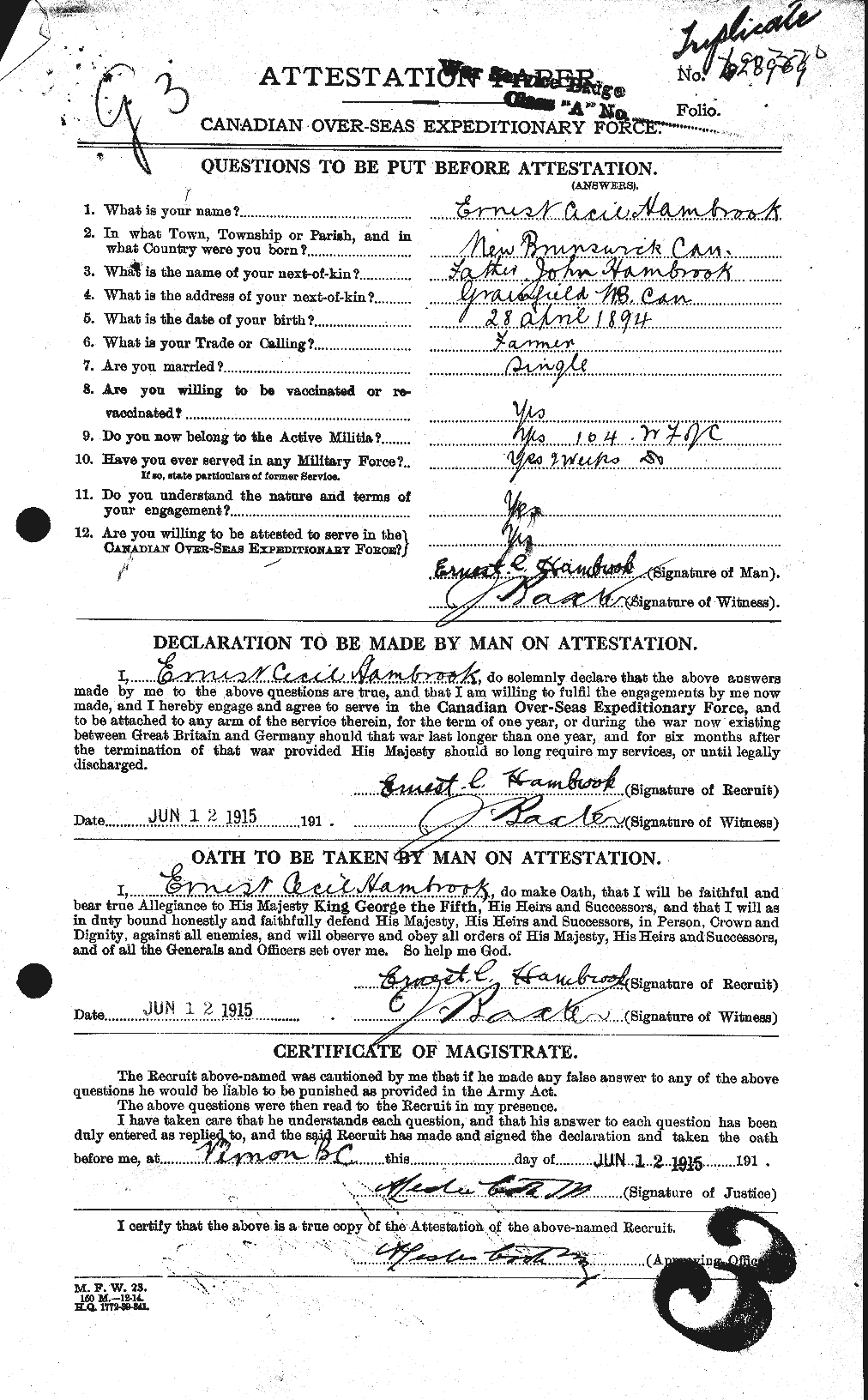 Personnel Records of the First World War - CEF 373844a