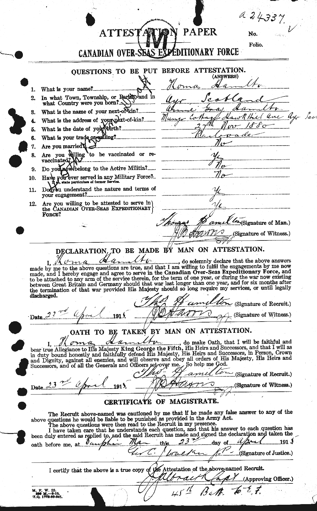 Personnel Records of the First World War - CEF 374786a