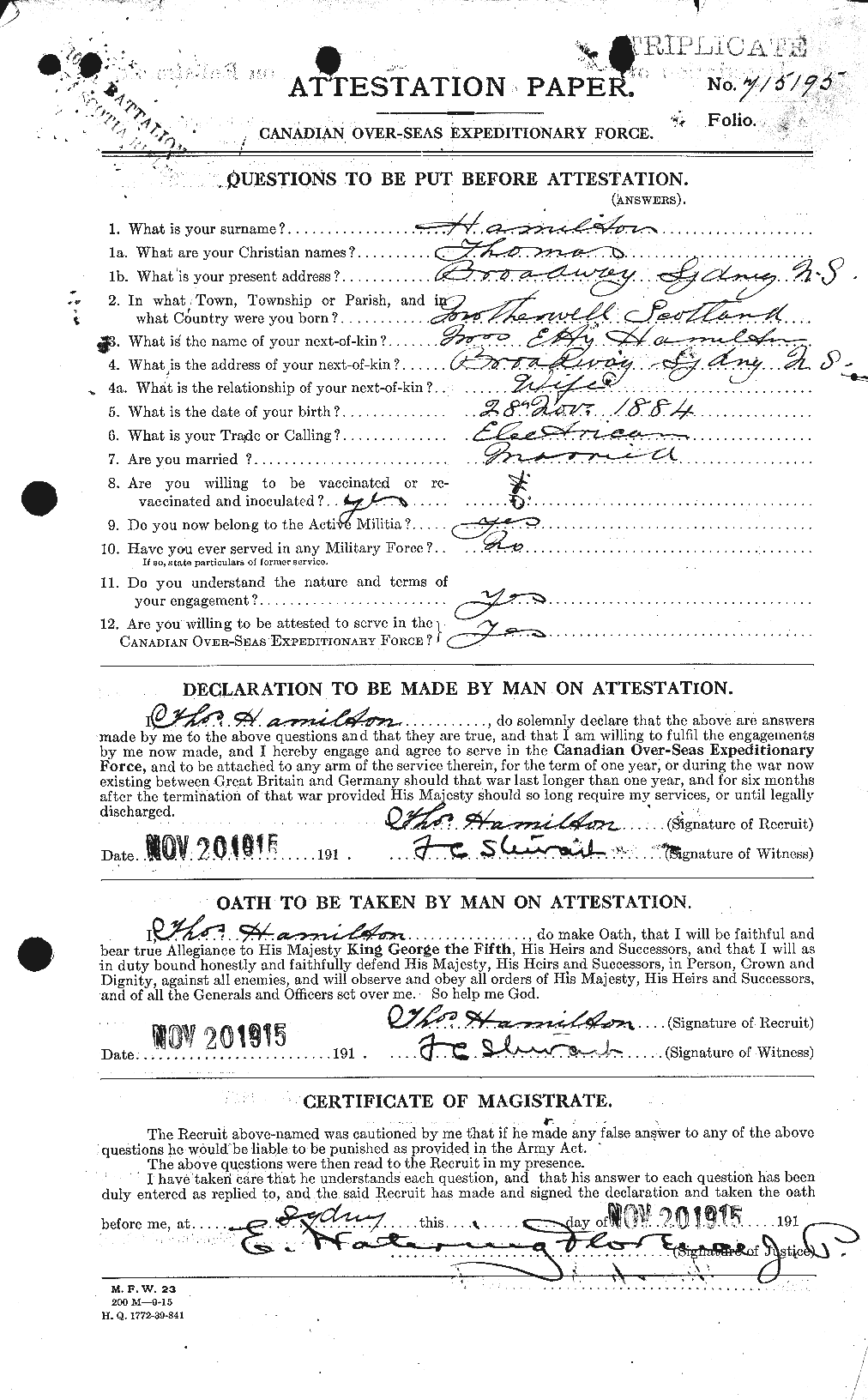 Personnel Records of the First World War - CEF 374789a
