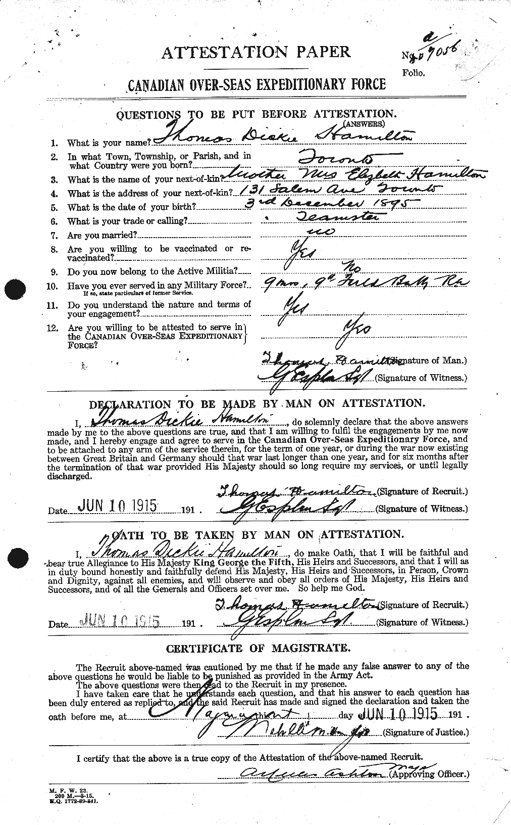Personnel Records of the First World War - CEF 374793a