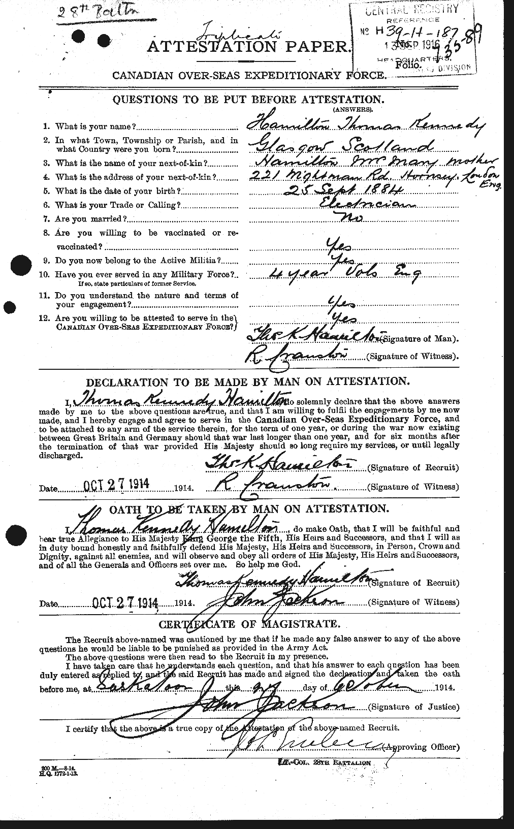 Personnel Records of the First World War - CEF 374798a