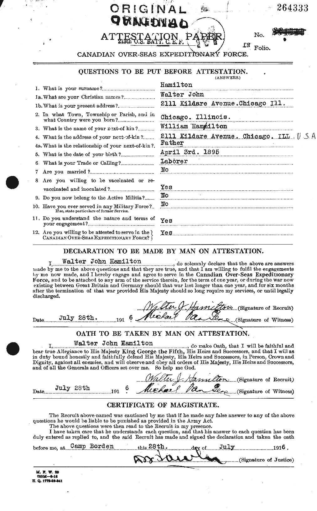 Personnel Records of the First World War - CEF 374812a