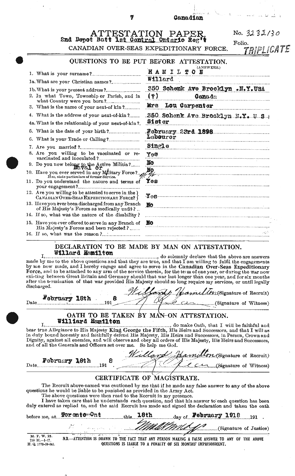Personnel Records of the First World War - CEF 374830a