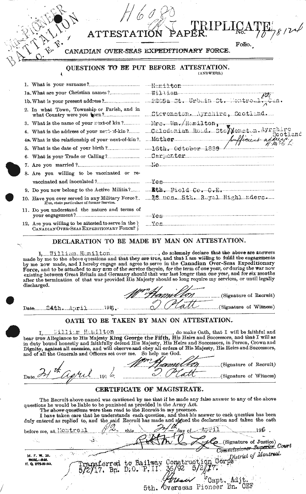 Personnel Records of the First World War - CEF 374840a
