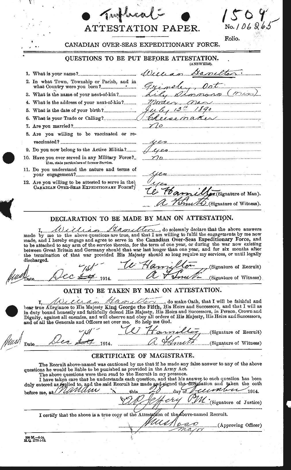 Personnel Records of the First World War - CEF 374843a