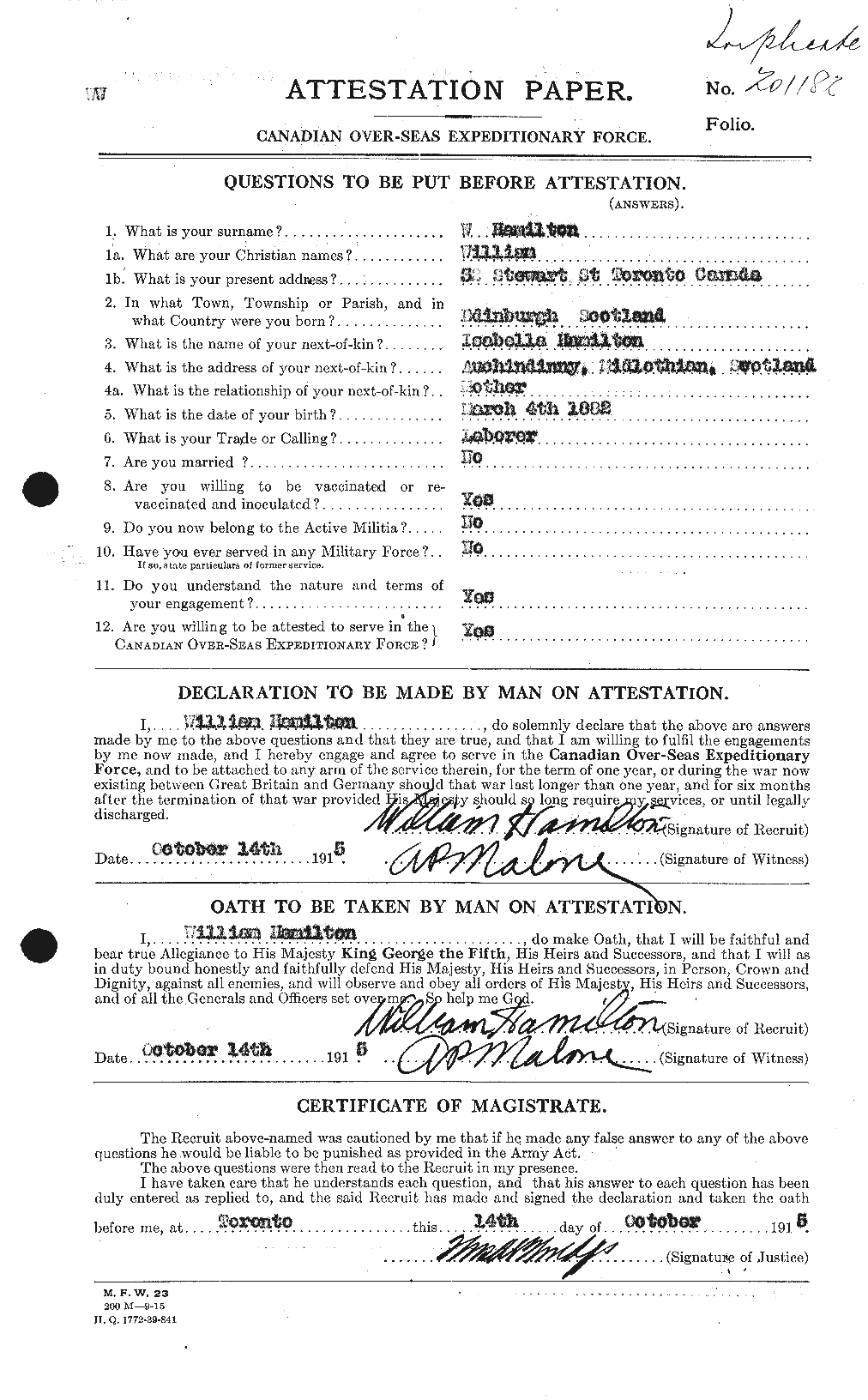Personnel Records of the First World War - CEF 374844a
