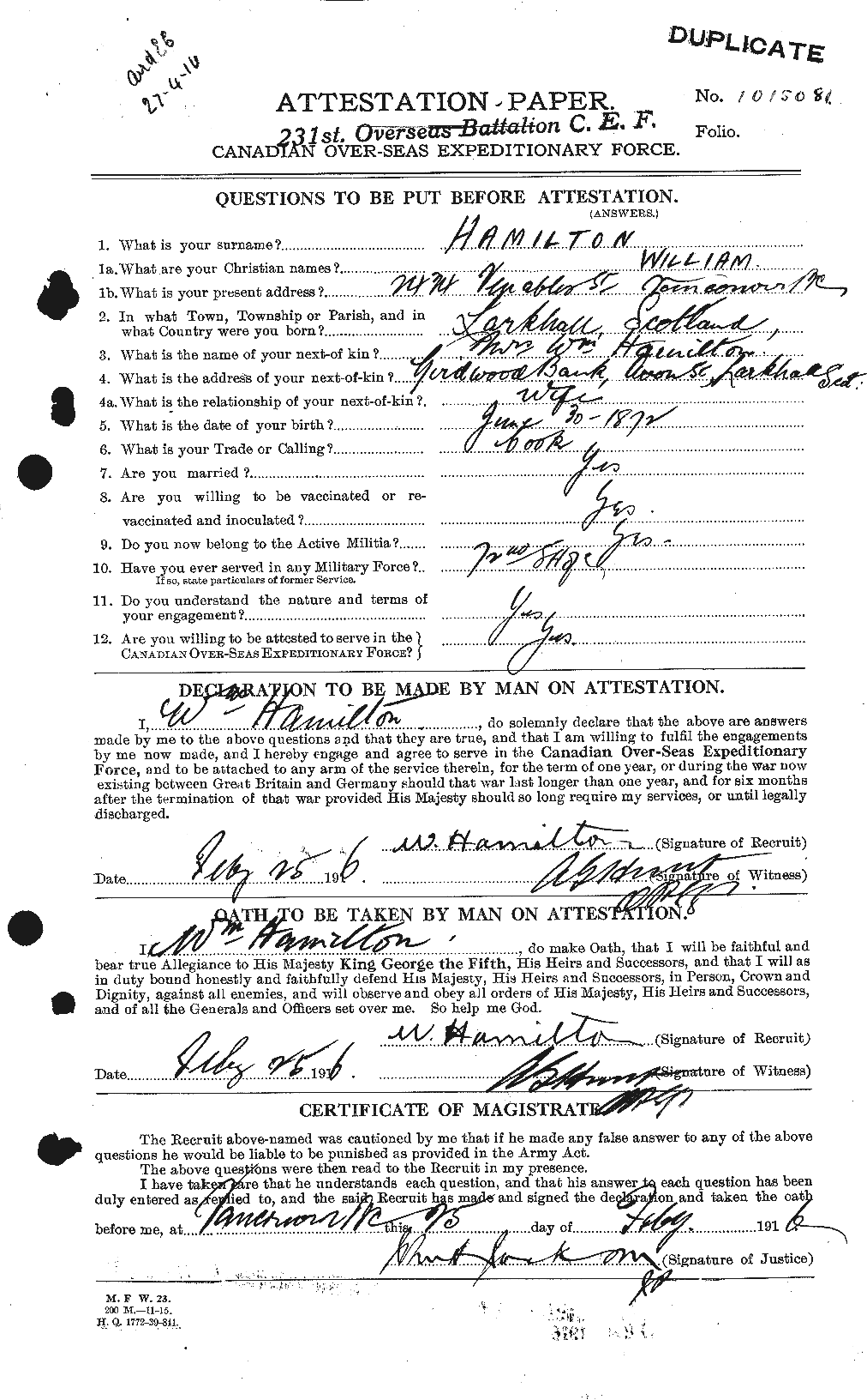 Personnel Records of the First World War - CEF 374852a