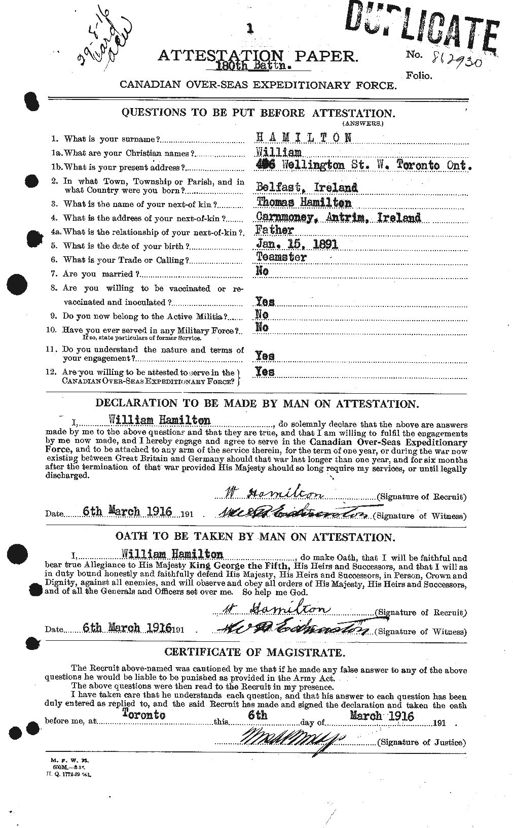 Personnel Records of the First World War - CEF 374853a
