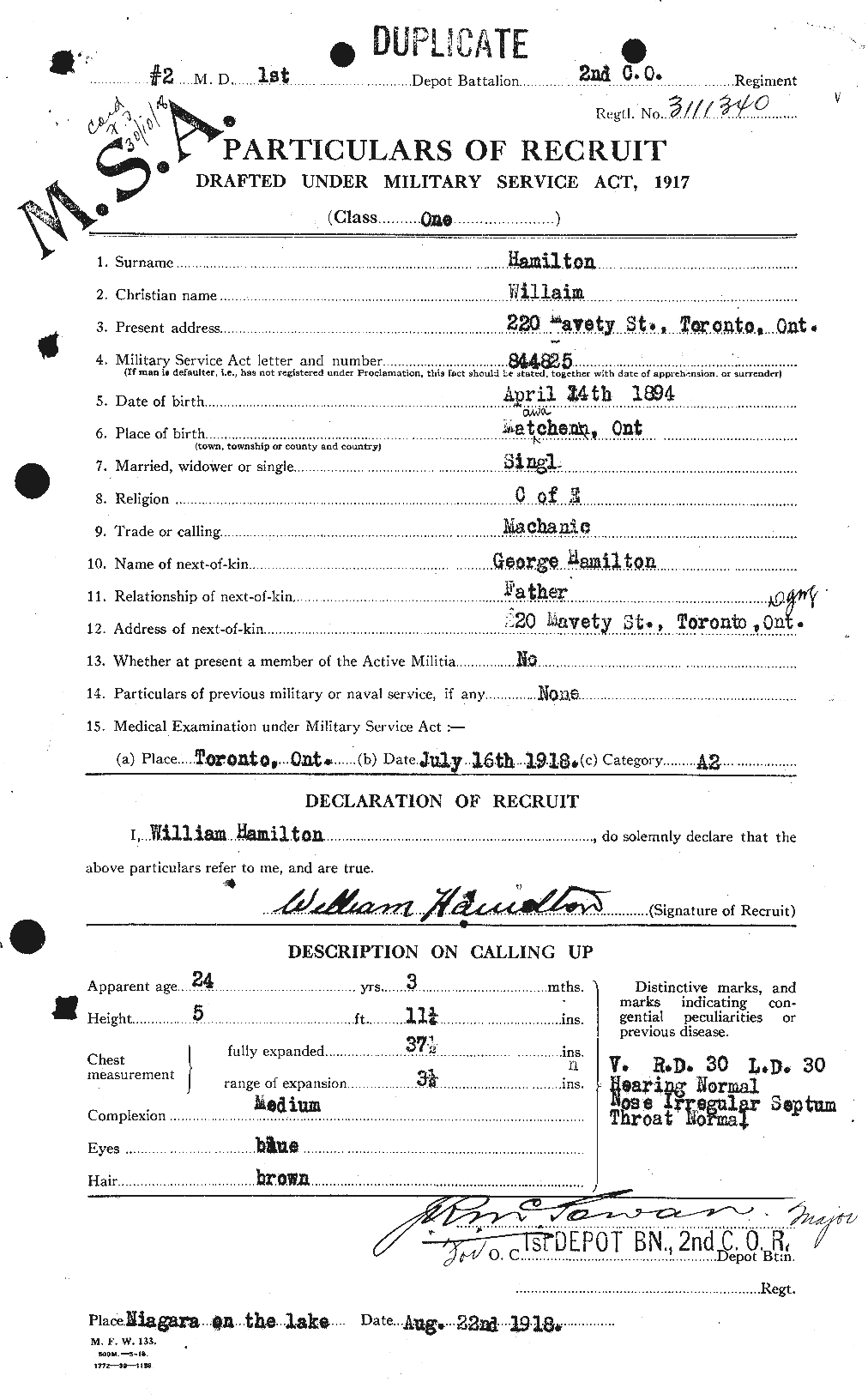 Personnel Records of the First World War - CEF 374854a