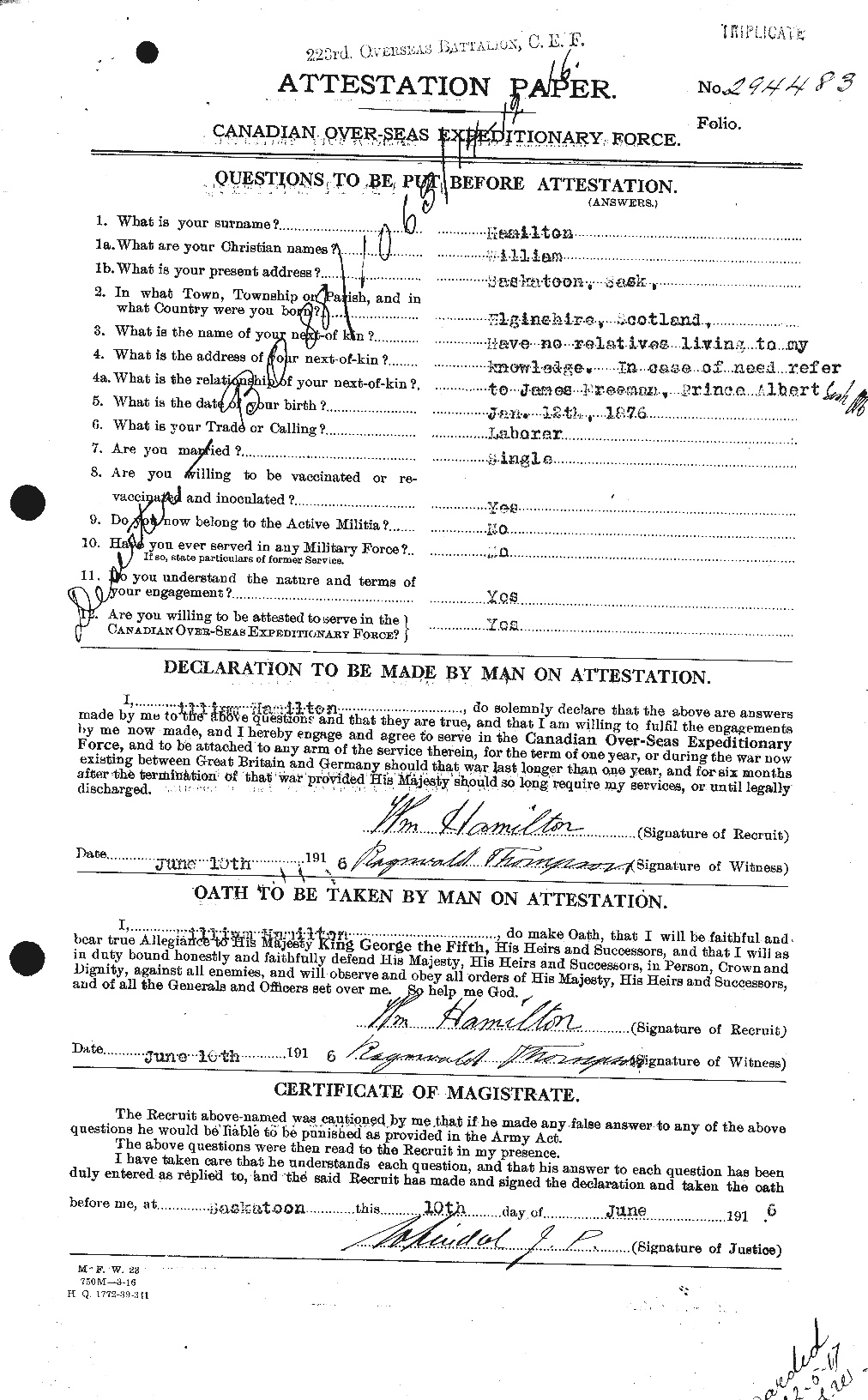 Personnel Records of the First World War - CEF 374856a