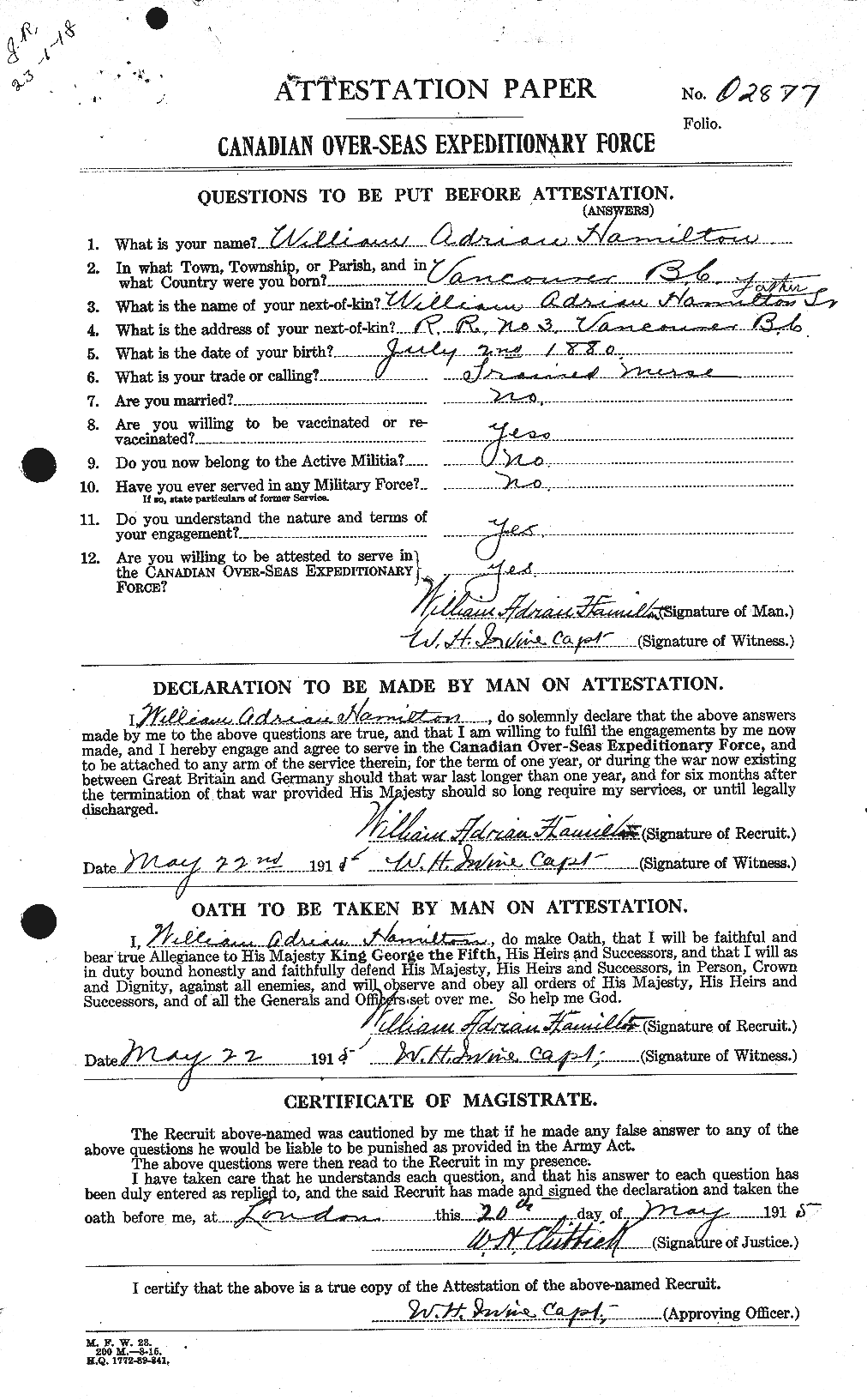 Personnel Records of the First World War - CEF 374872a