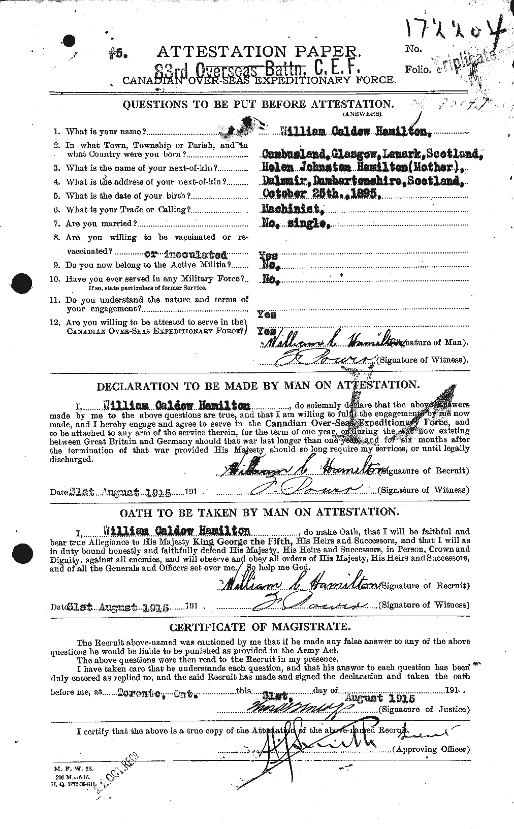 Personnel Records of the First World War - CEF 374875a