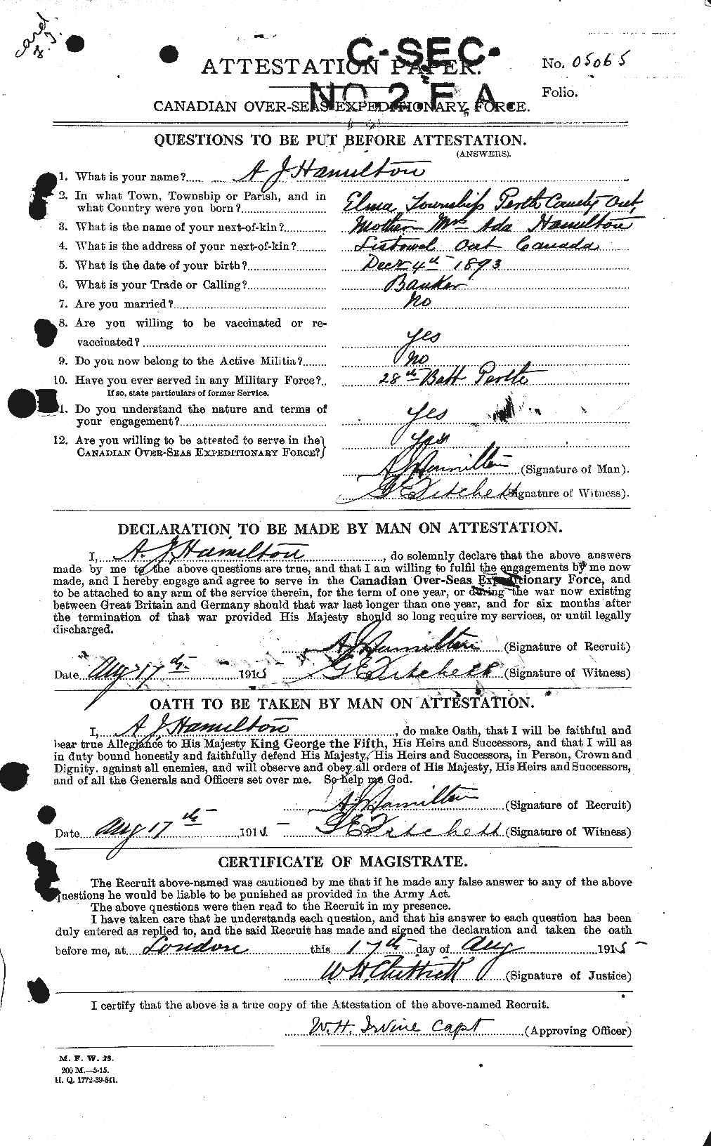 Personnel Records of the First World War - CEF 375177a