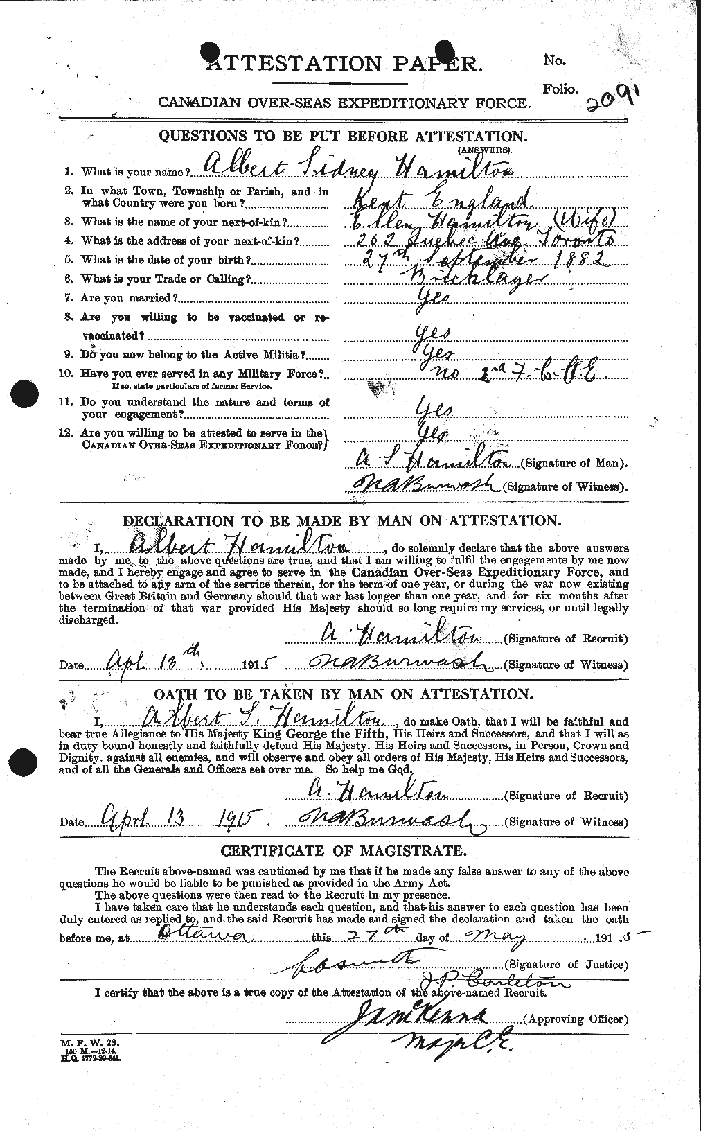 Personnel Records of the First World War - CEF 375185a
