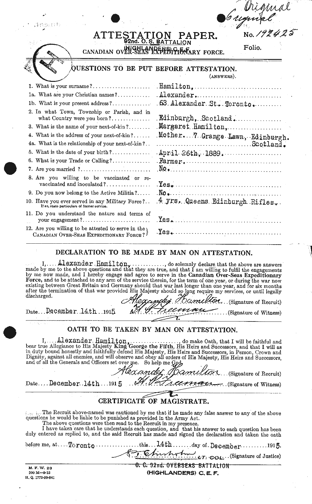 Personnel Records of the First World War - CEF 375192a