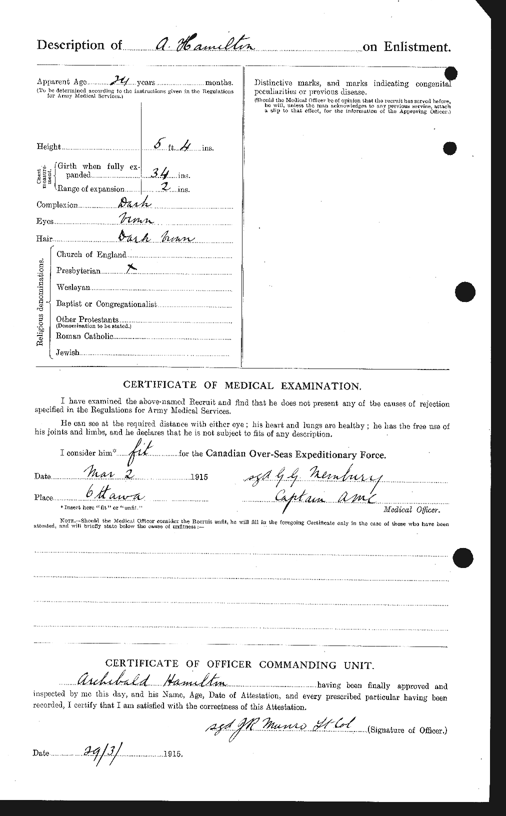 Dossiers du Personnel de la Première Guerre mondiale - CEC 375243b