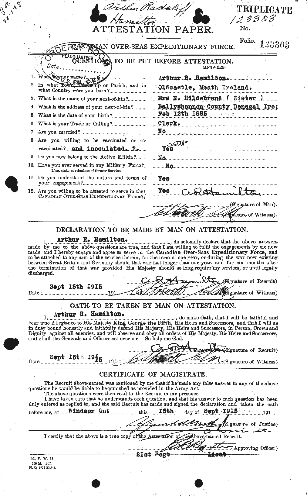 Personnel Records of the First World War - CEF 375252a