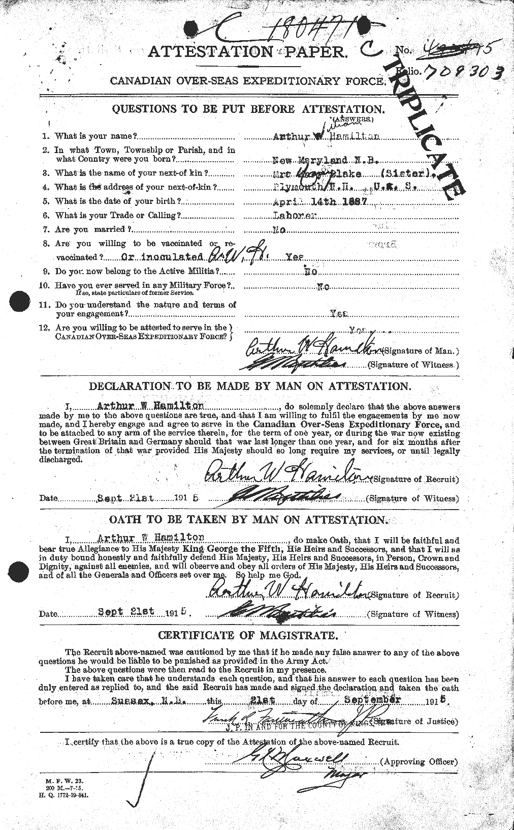 Personnel Records of the First World War - CEF 375257a