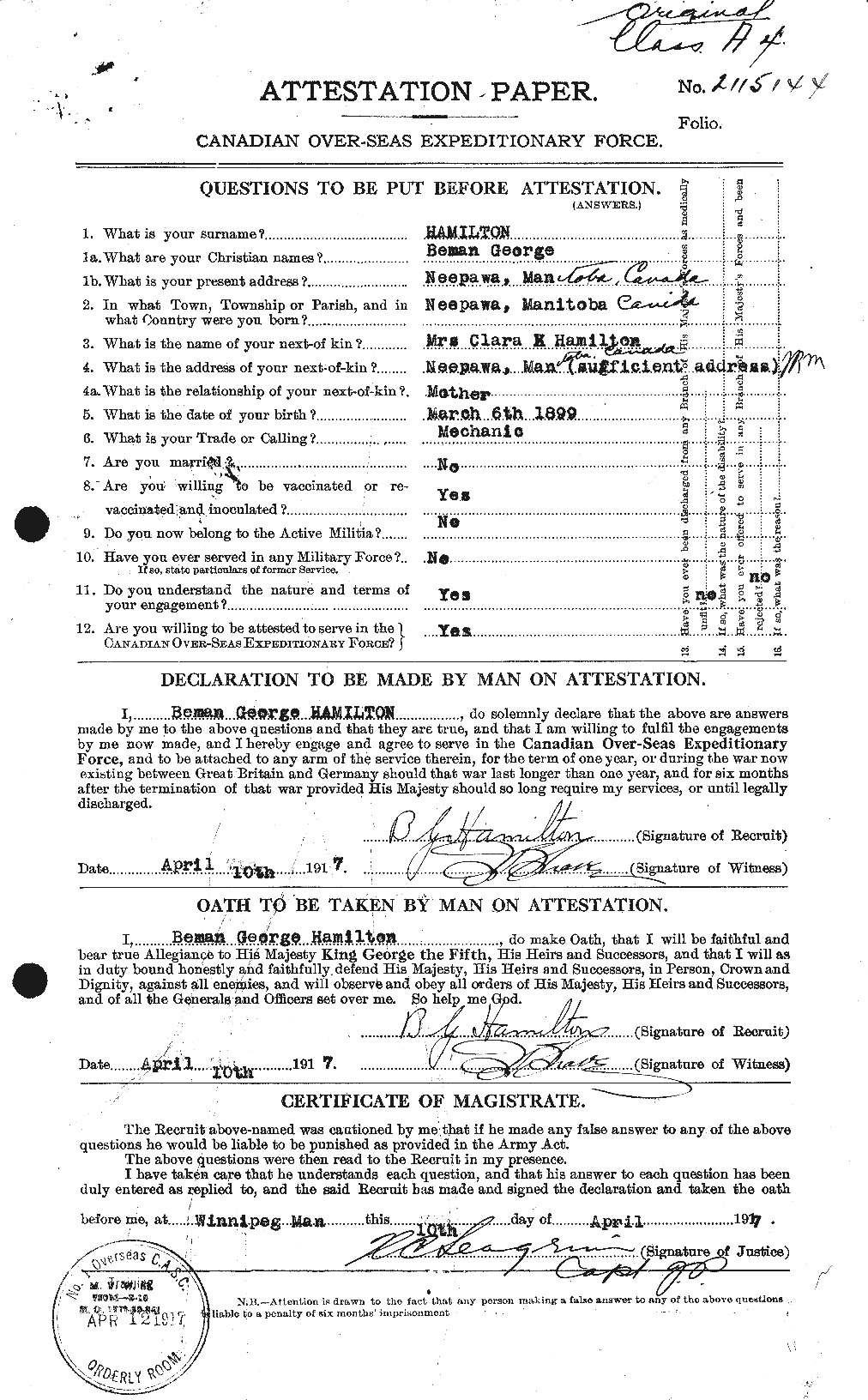 Personnel Records of the First World War - CEF 375265a