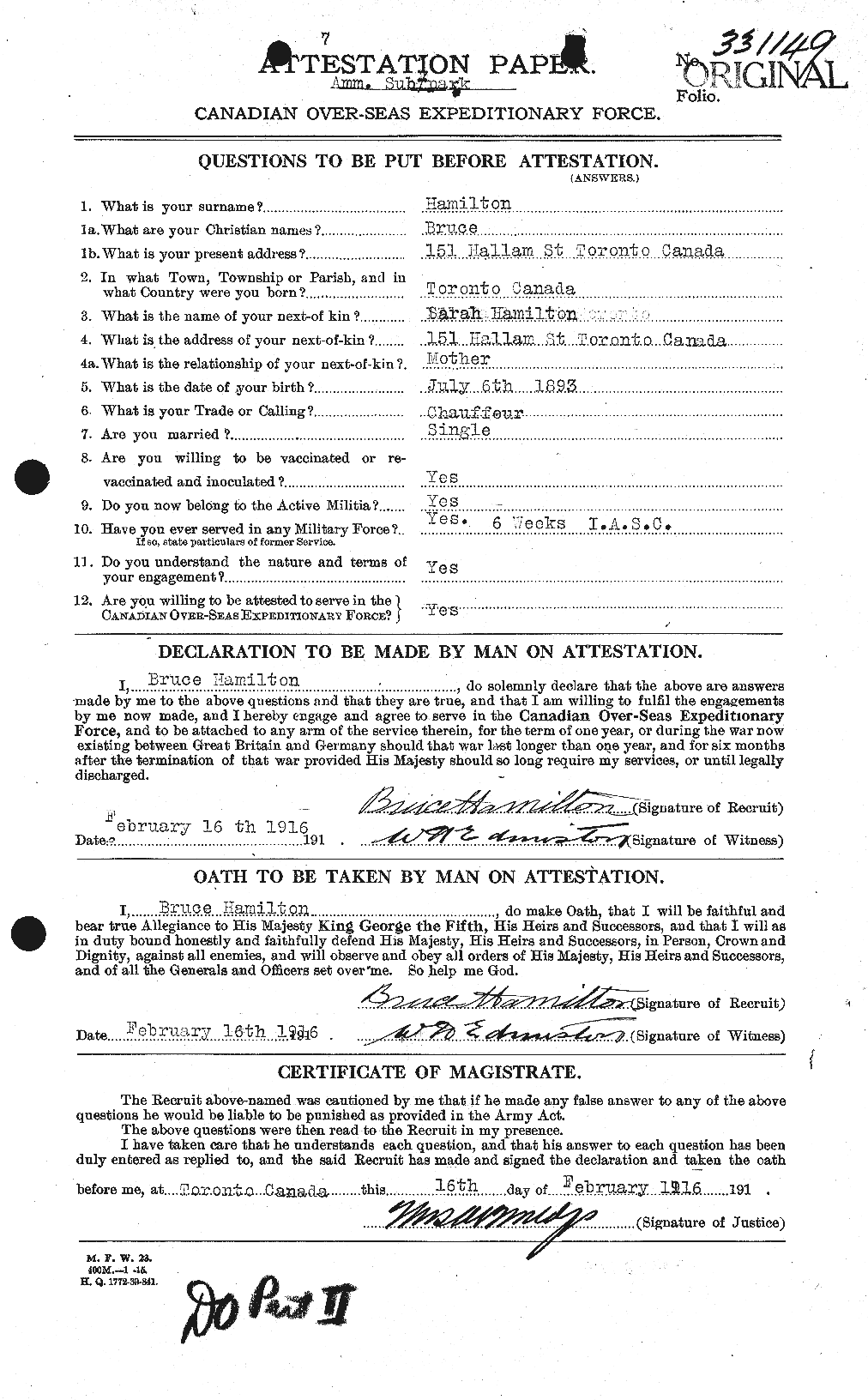 Personnel Records of the First World War - CEF 375277a