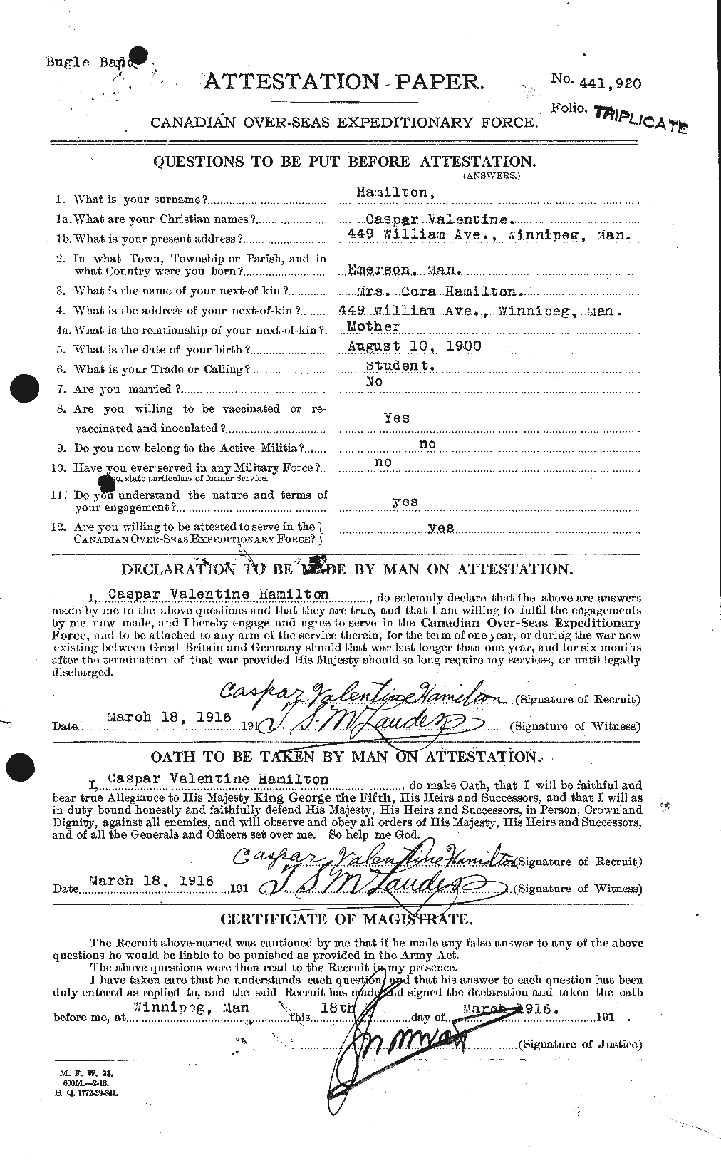 Personnel Records of the First World War - CEF 375284a