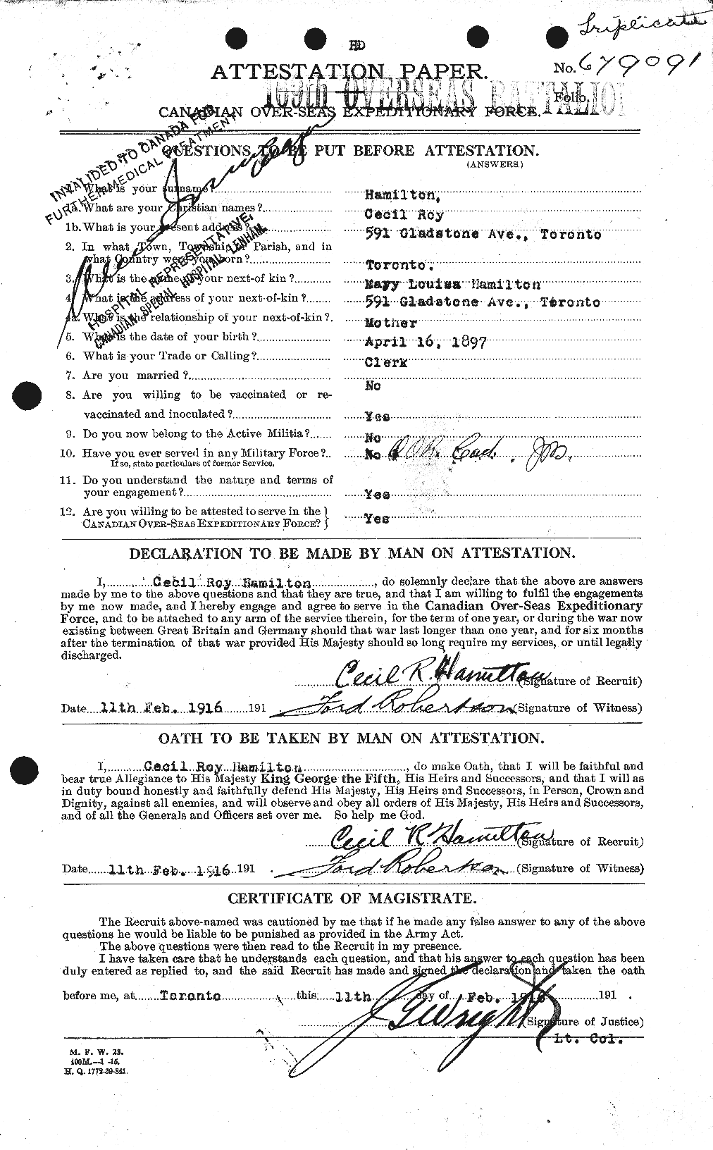 Personnel Records of the First World War - CEF 375290a