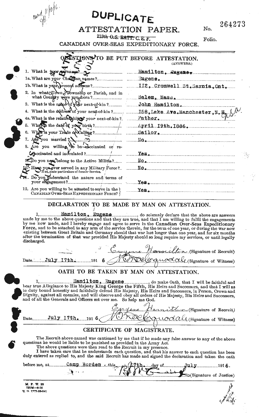 Personnel Records of the First World War - CEF 375393a