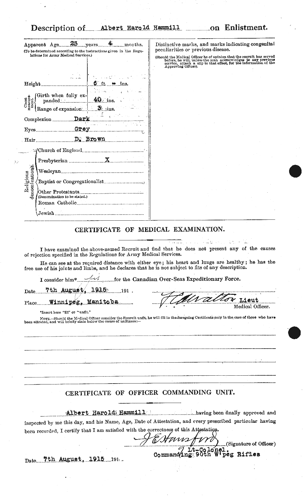 Dossiers du Personnel de la Première Guerre mondiale - CEC 376297b