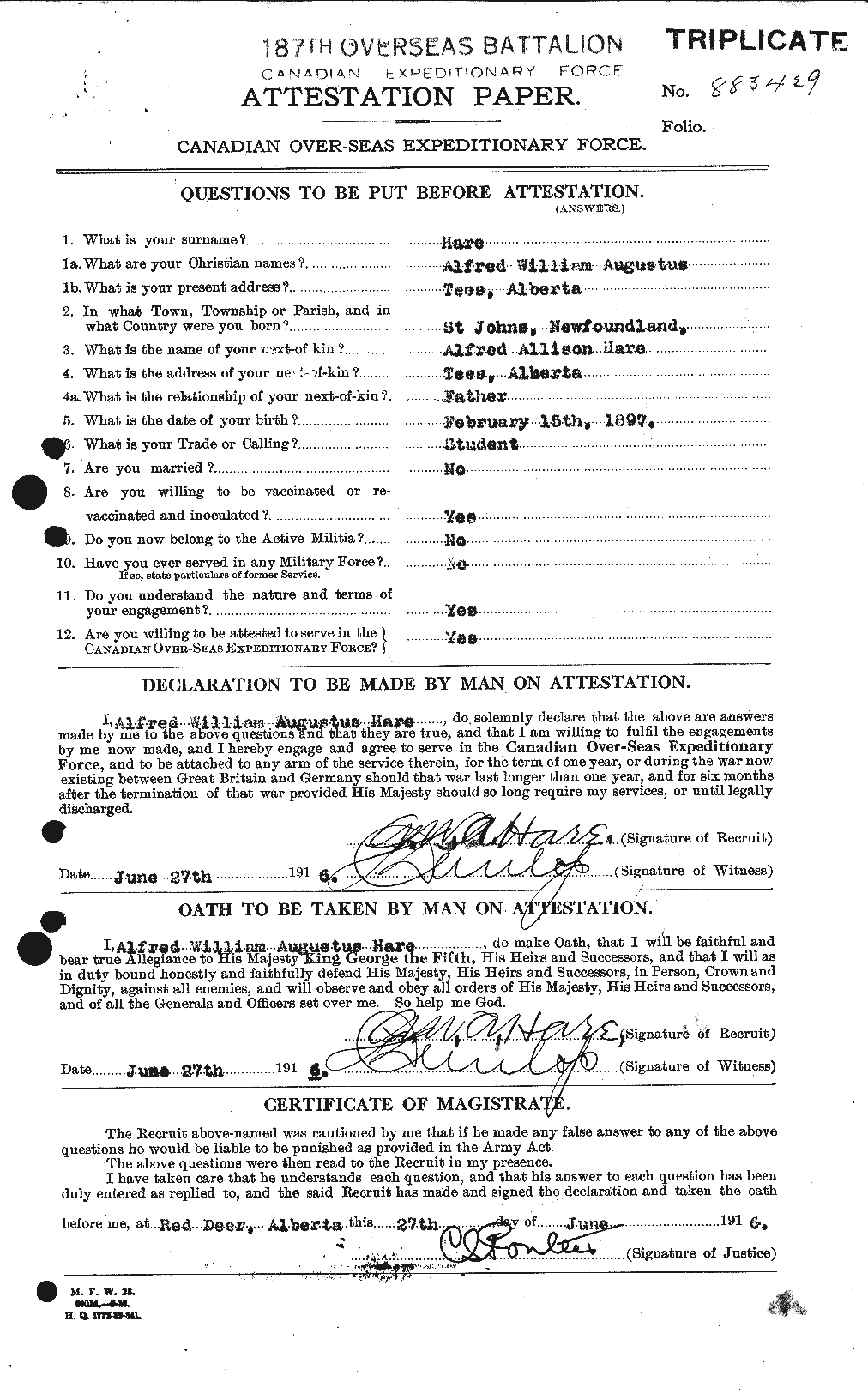 Personnel Records of the First World War - CEF 377885a