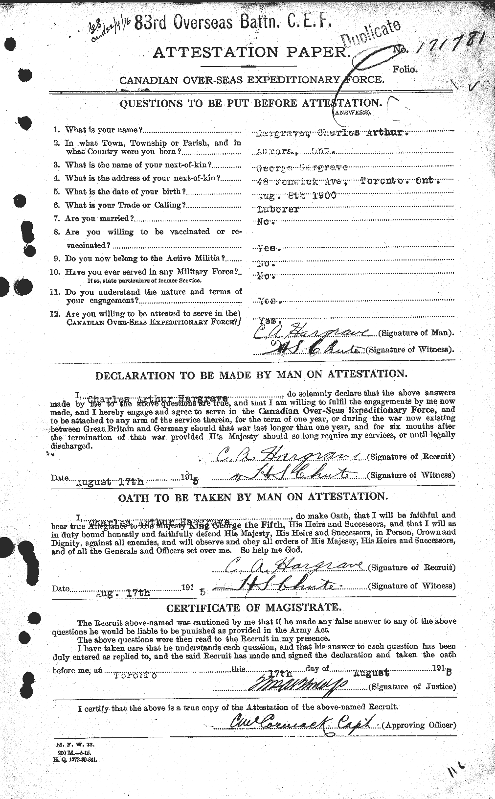 Personnel Records of the First World War - CEF 378025a