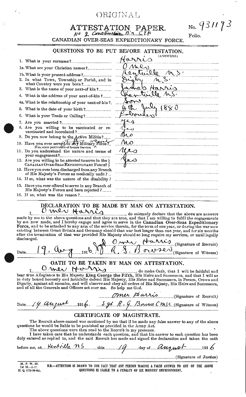Personnel Records of the First World War - CEF 378086a