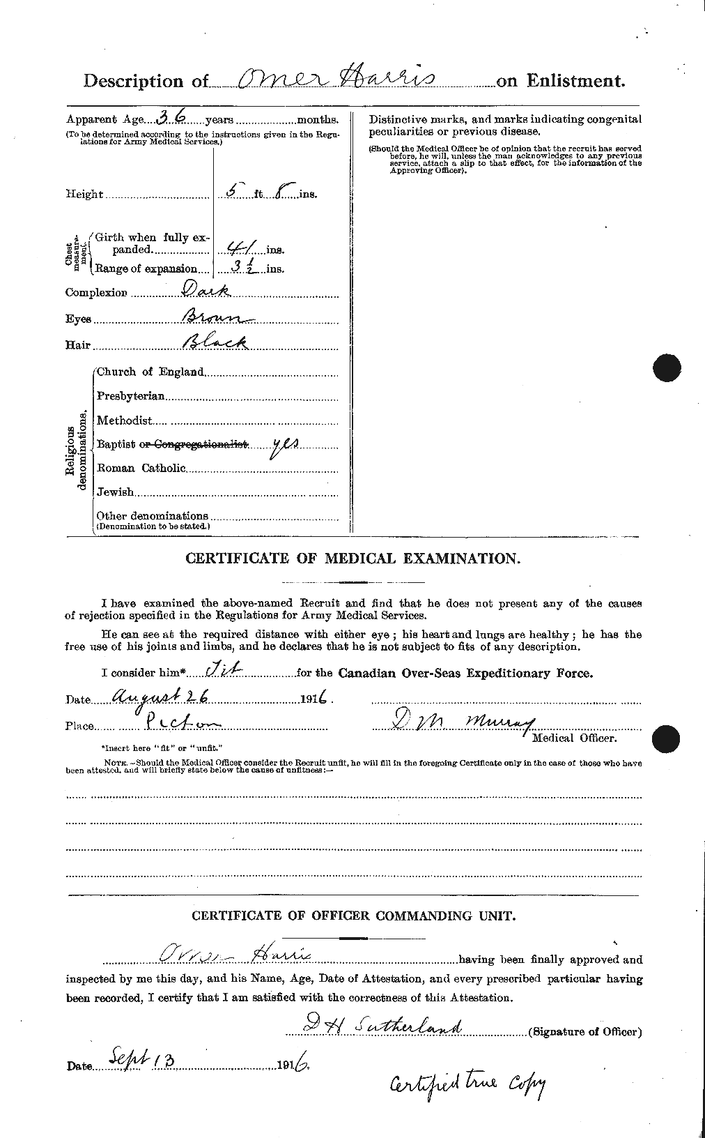 Dossiers du Personnel de la Première Guerre mondiale - CEC 378086b