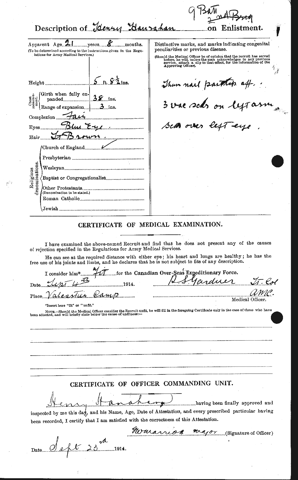 Dossiers du Personnel de la Première Guerre mondiale - CEC 378551b