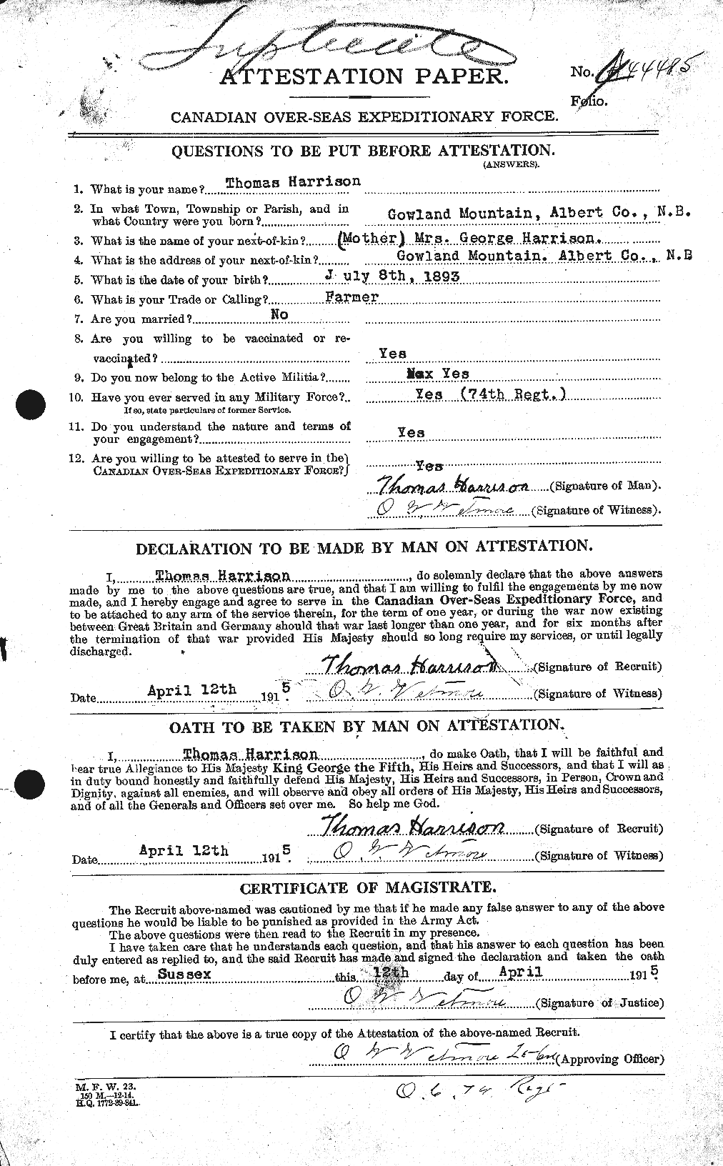 Personnel Records of the First World War - CEF 379877a