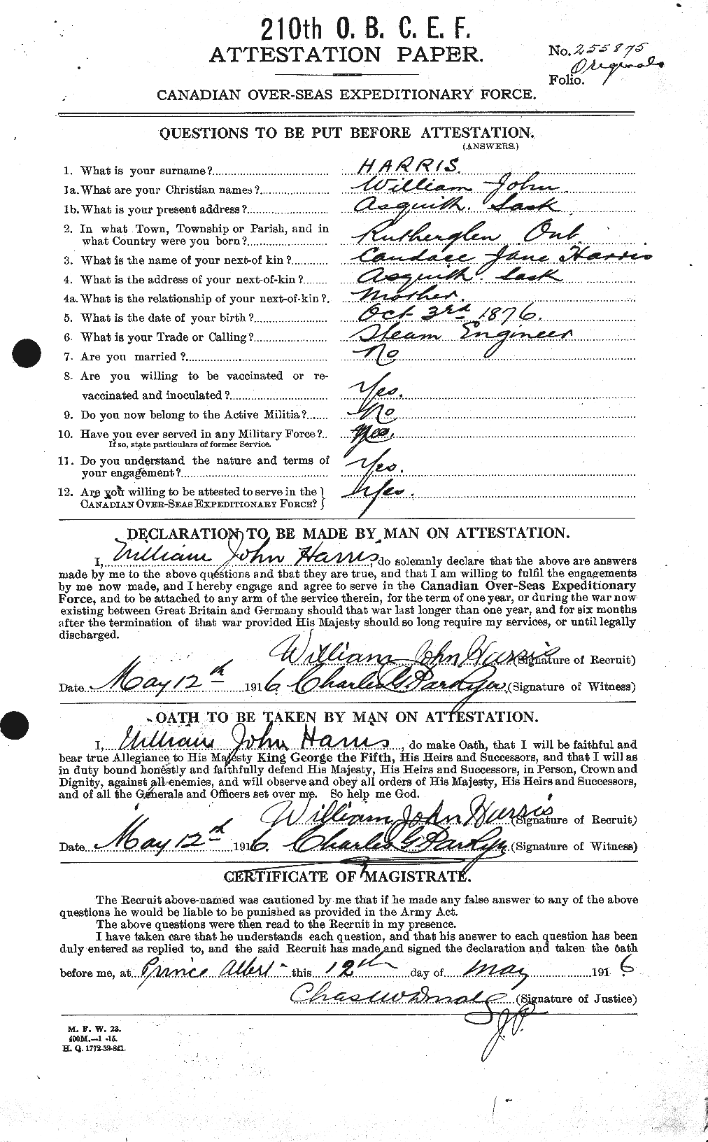 Personnel Records of the First World War - CEF 380164a