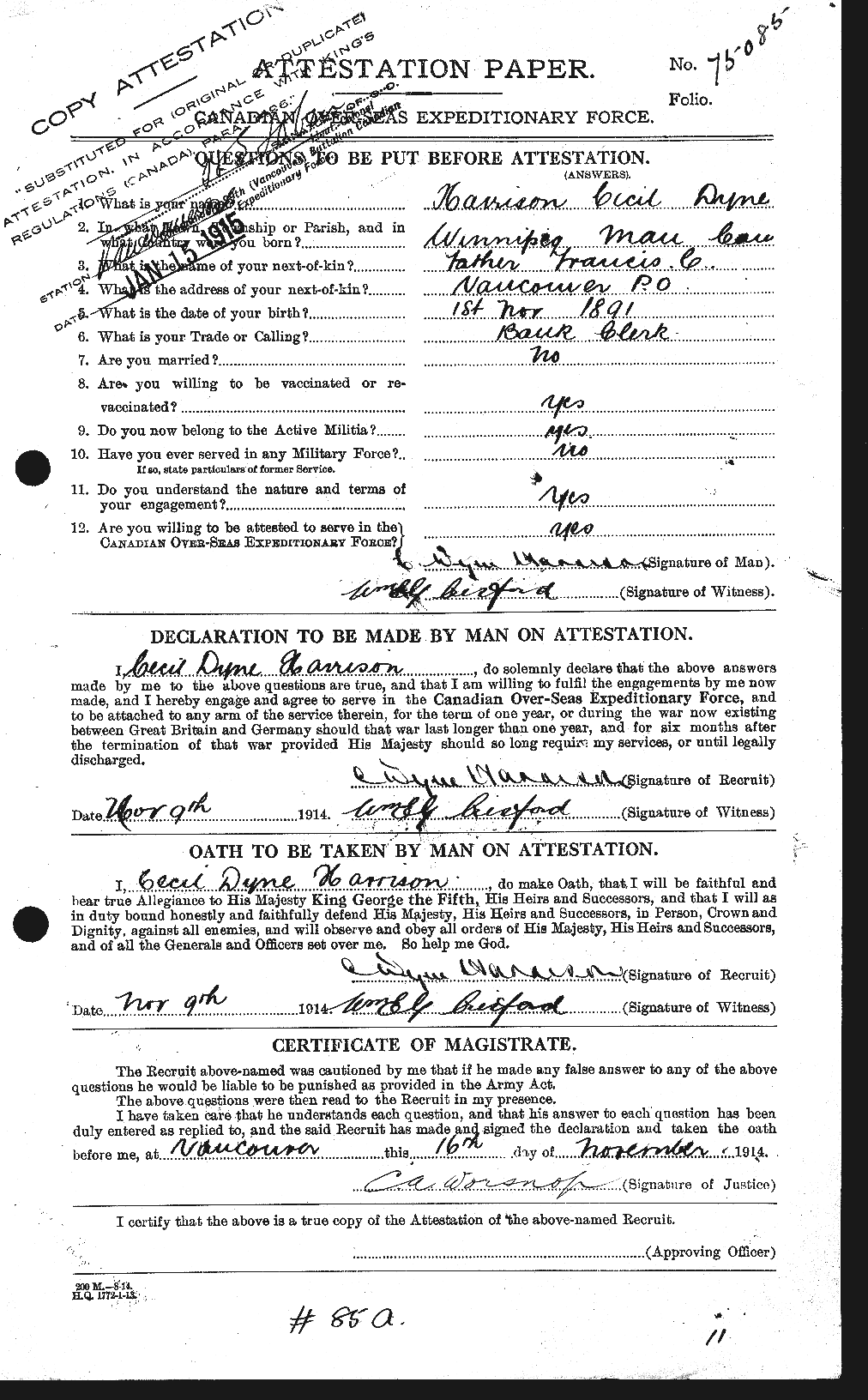 Personnel Records of the First World War - CEF 380260a