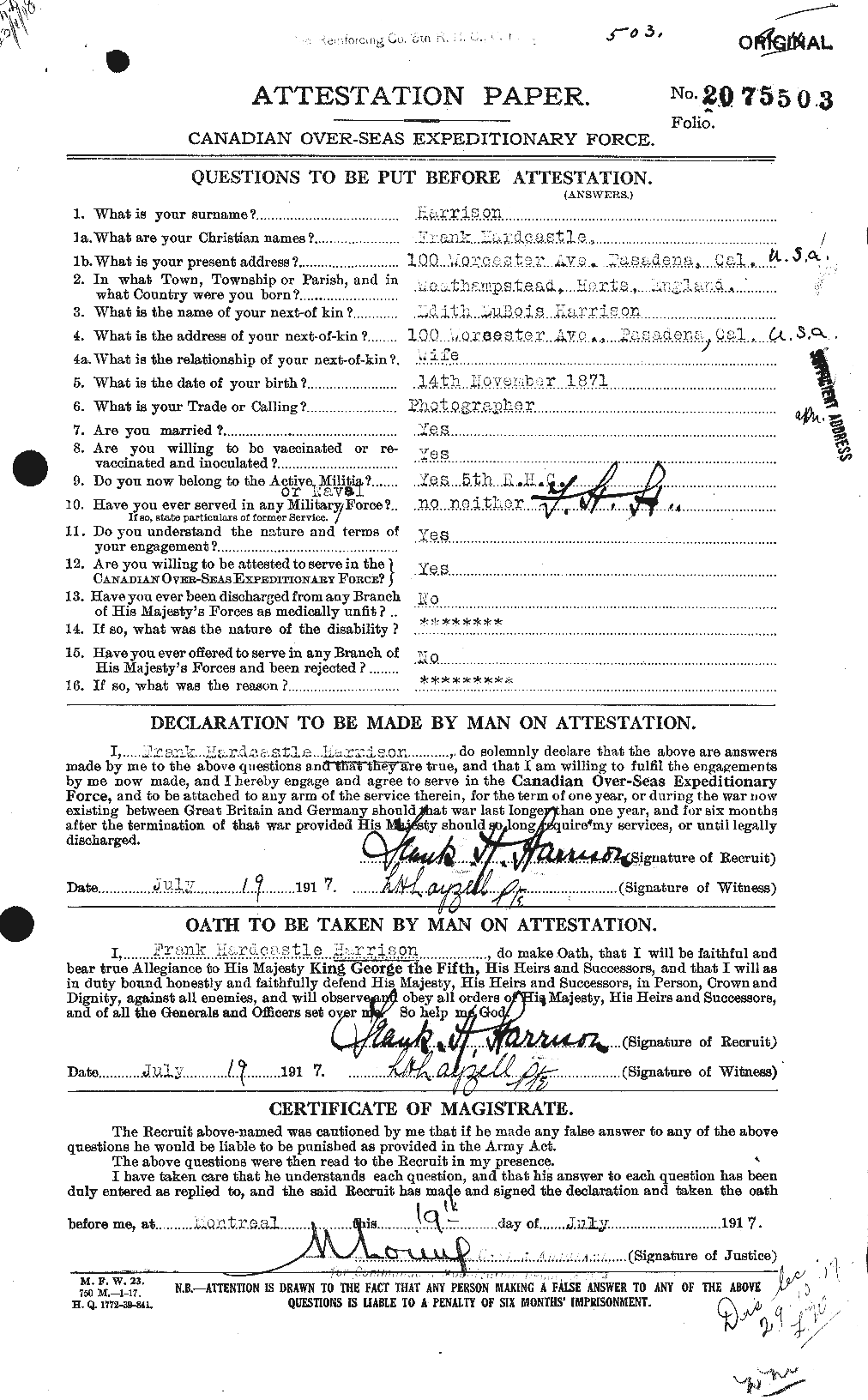 Personnel Records of the First World War - CEF 380387a