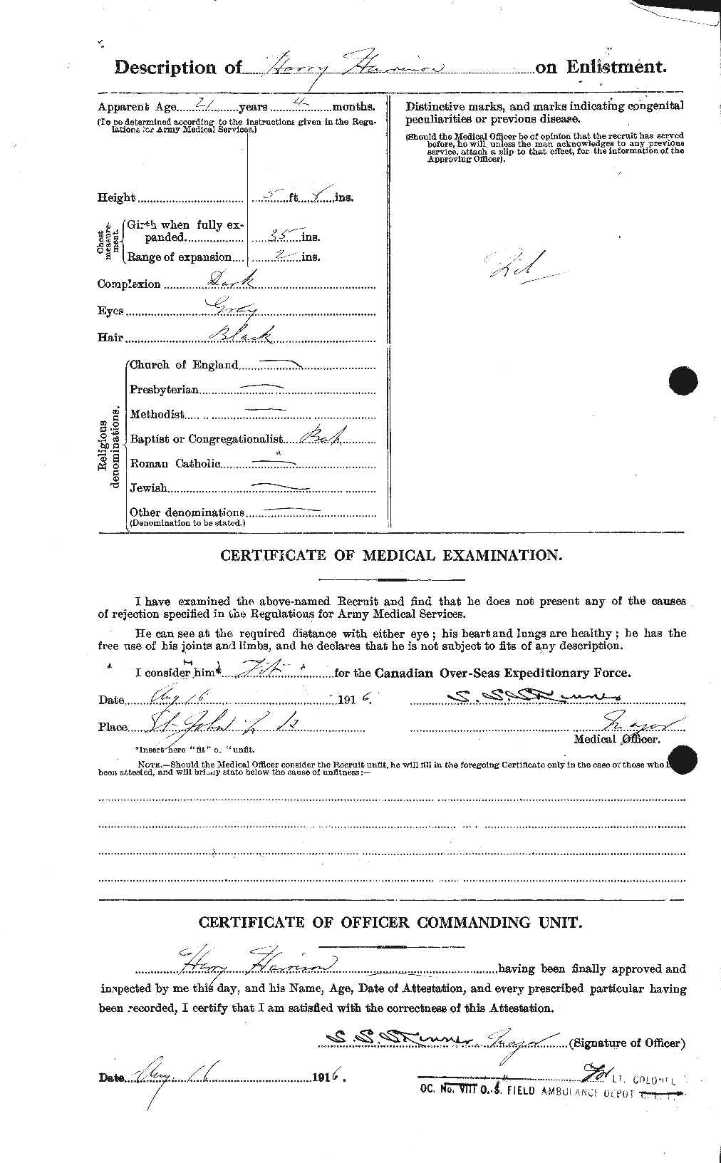 Dossiers du Personnel de la Première Guerre mondiale - CEC 380496b