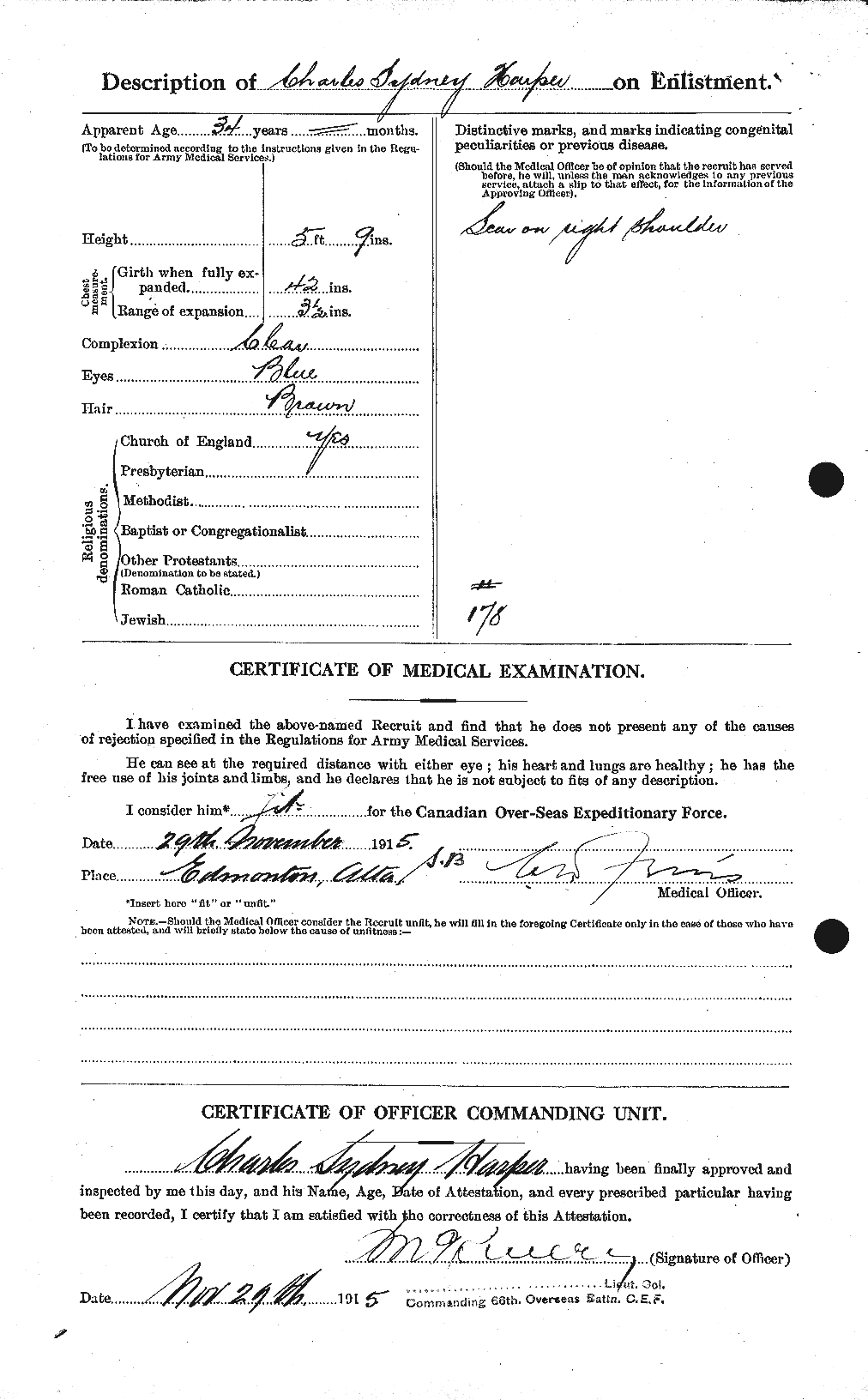 Dossiers du Personnel de la Première Guerre mondiale - CEC 380792b