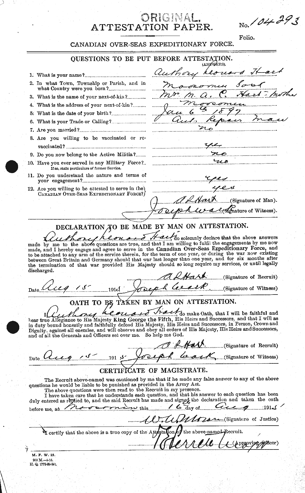 Personnel Records of the First World War - CEF 381814a