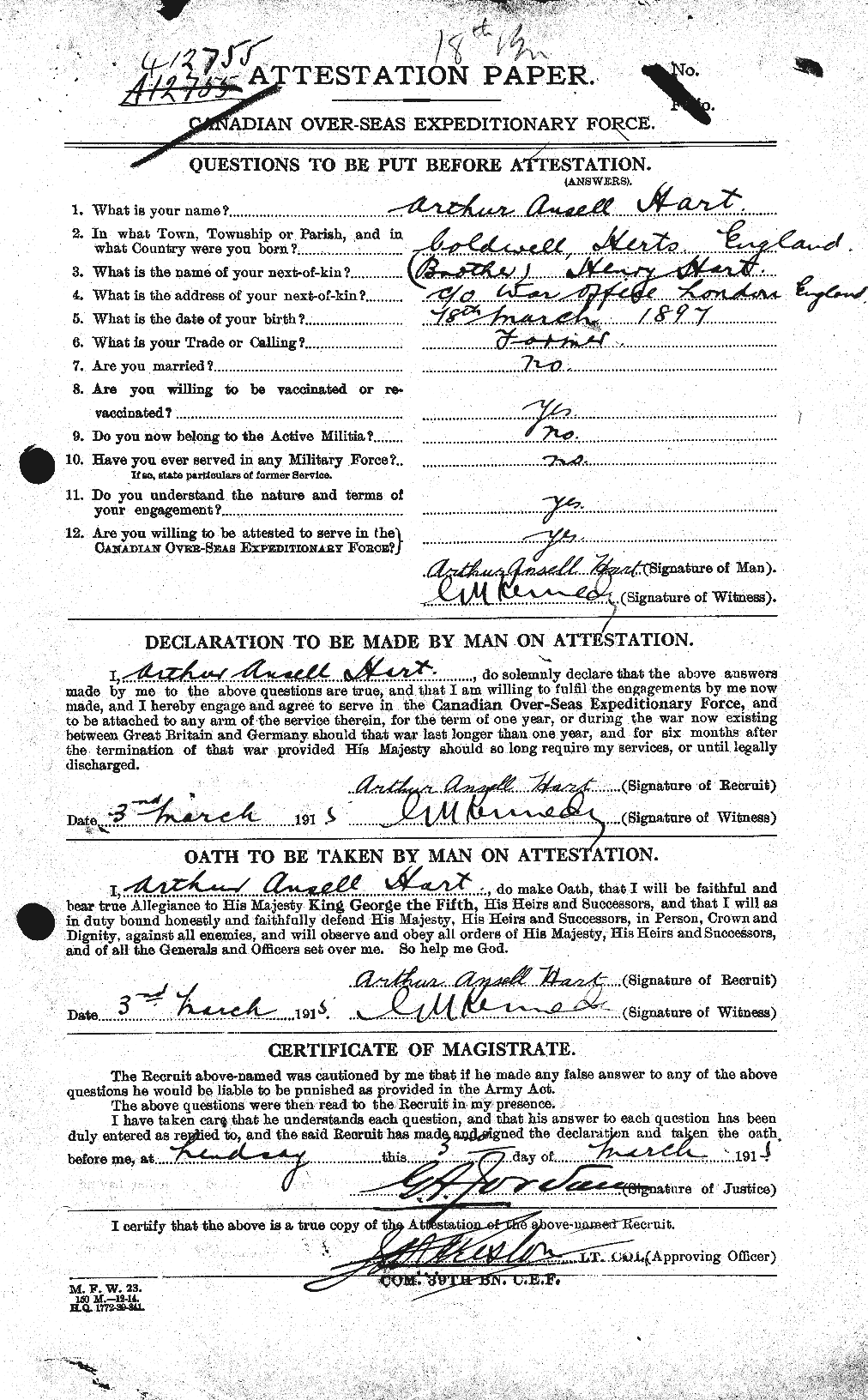 Personnel Records of the First World War - CEF 381818a