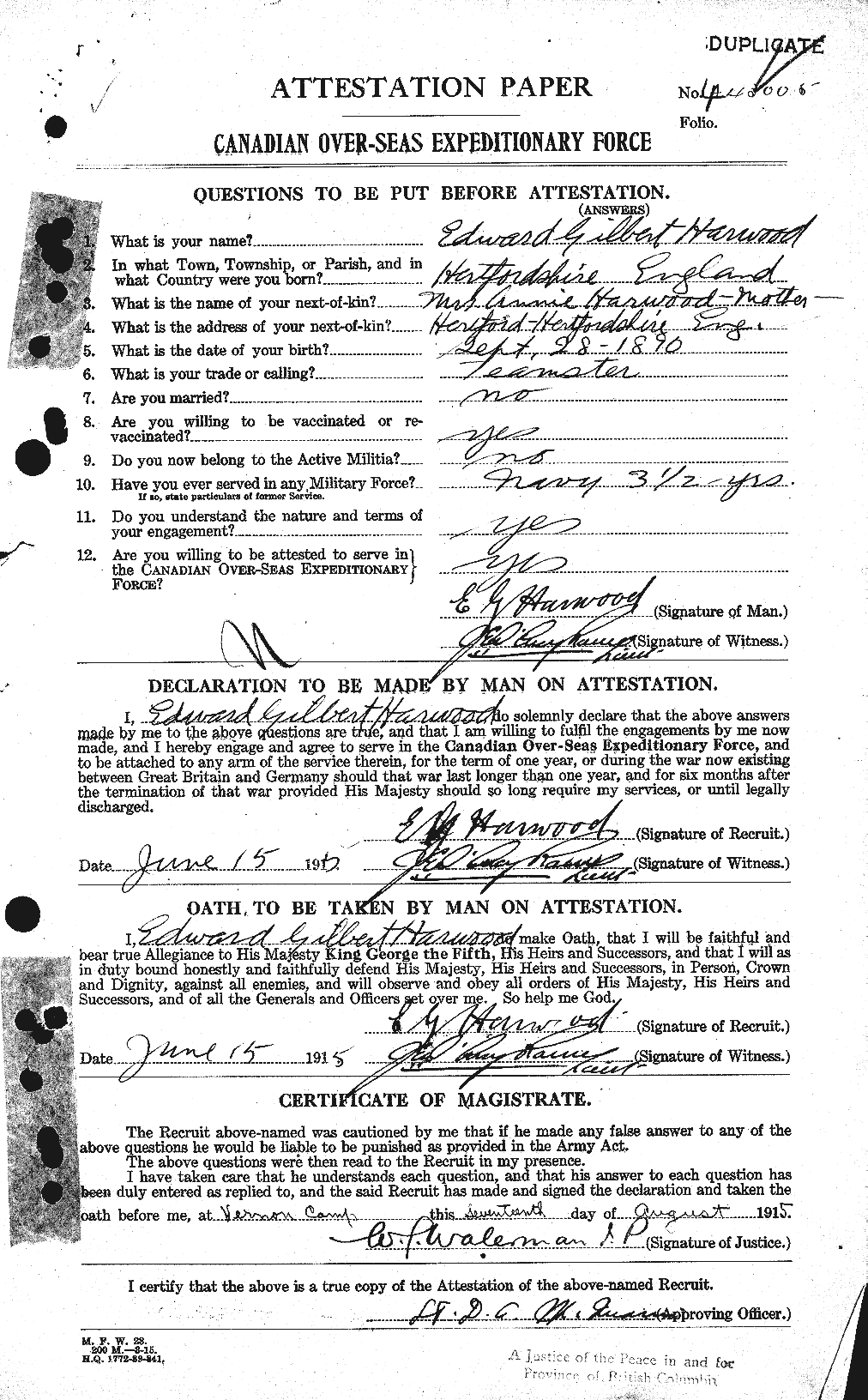Personnel Records of the First World War - CEF 382323a