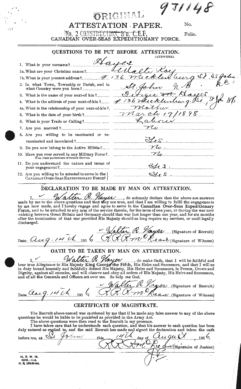 Personnel Records of the First World War - CEF 384142a