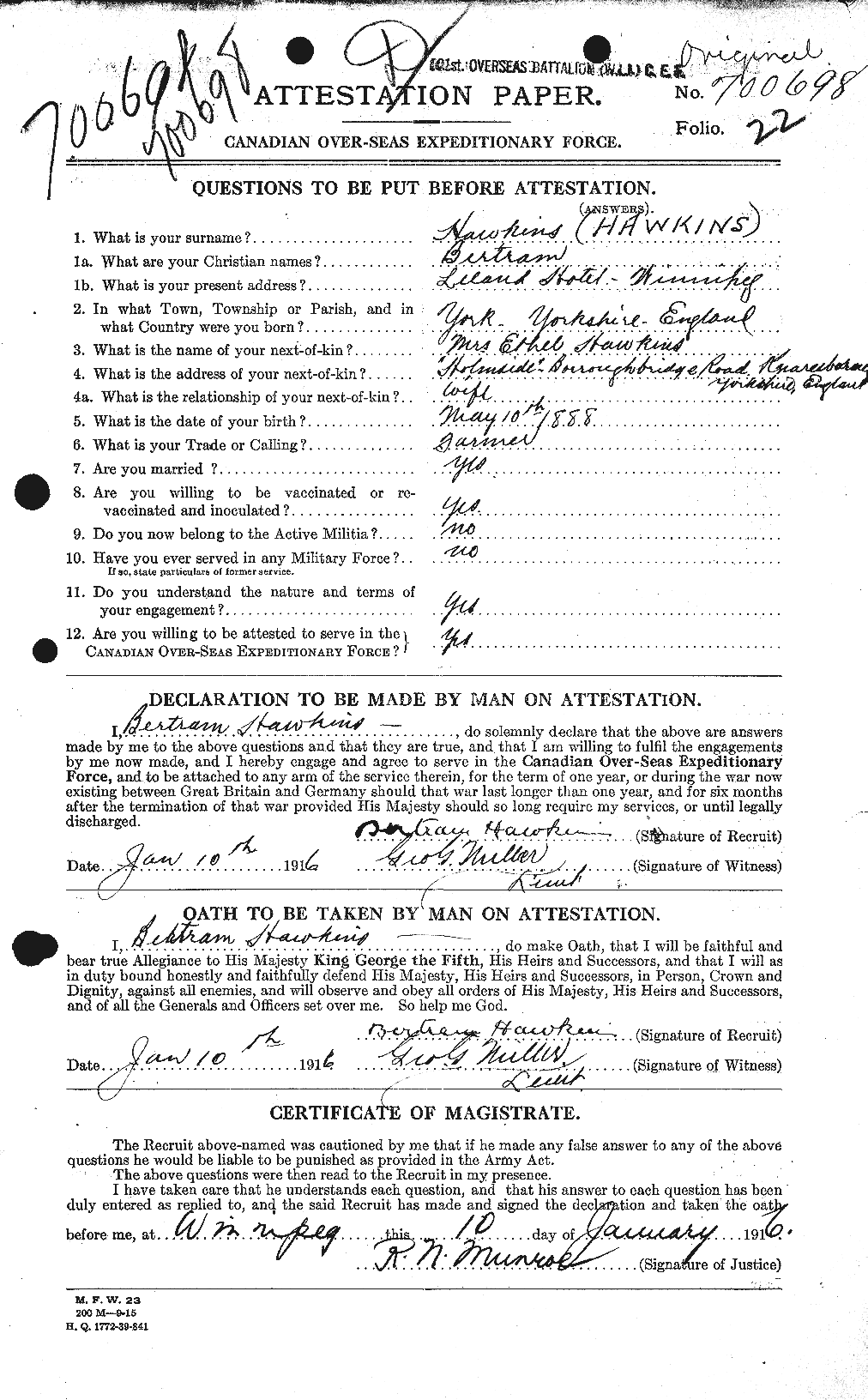 Personnel Records of the First World War - CEF 384638a