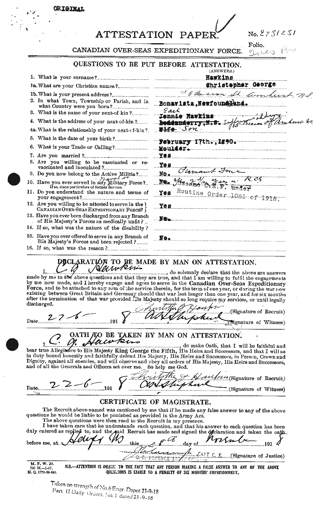 Personnel Records of the First World War - CEF 384660a
