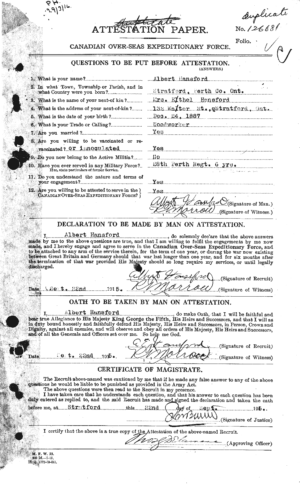 Personnel Records of the First World War - CEF 384702a