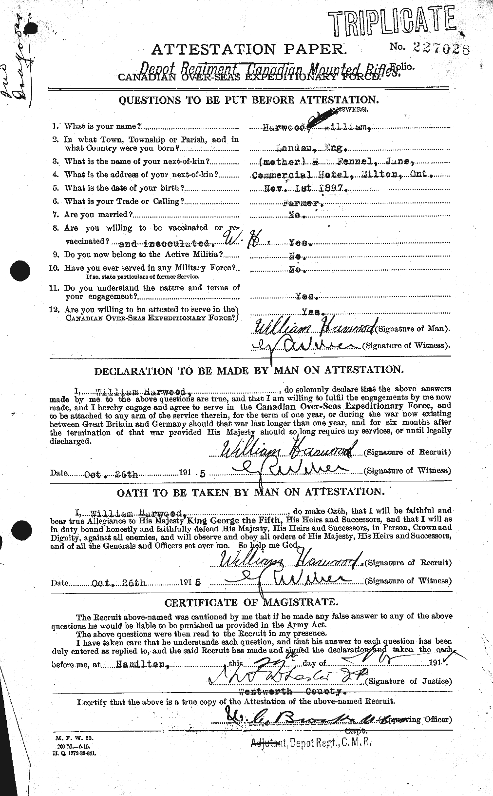 Dossiers du Personnel de la Première Guerre mondiale - CEC 384749a