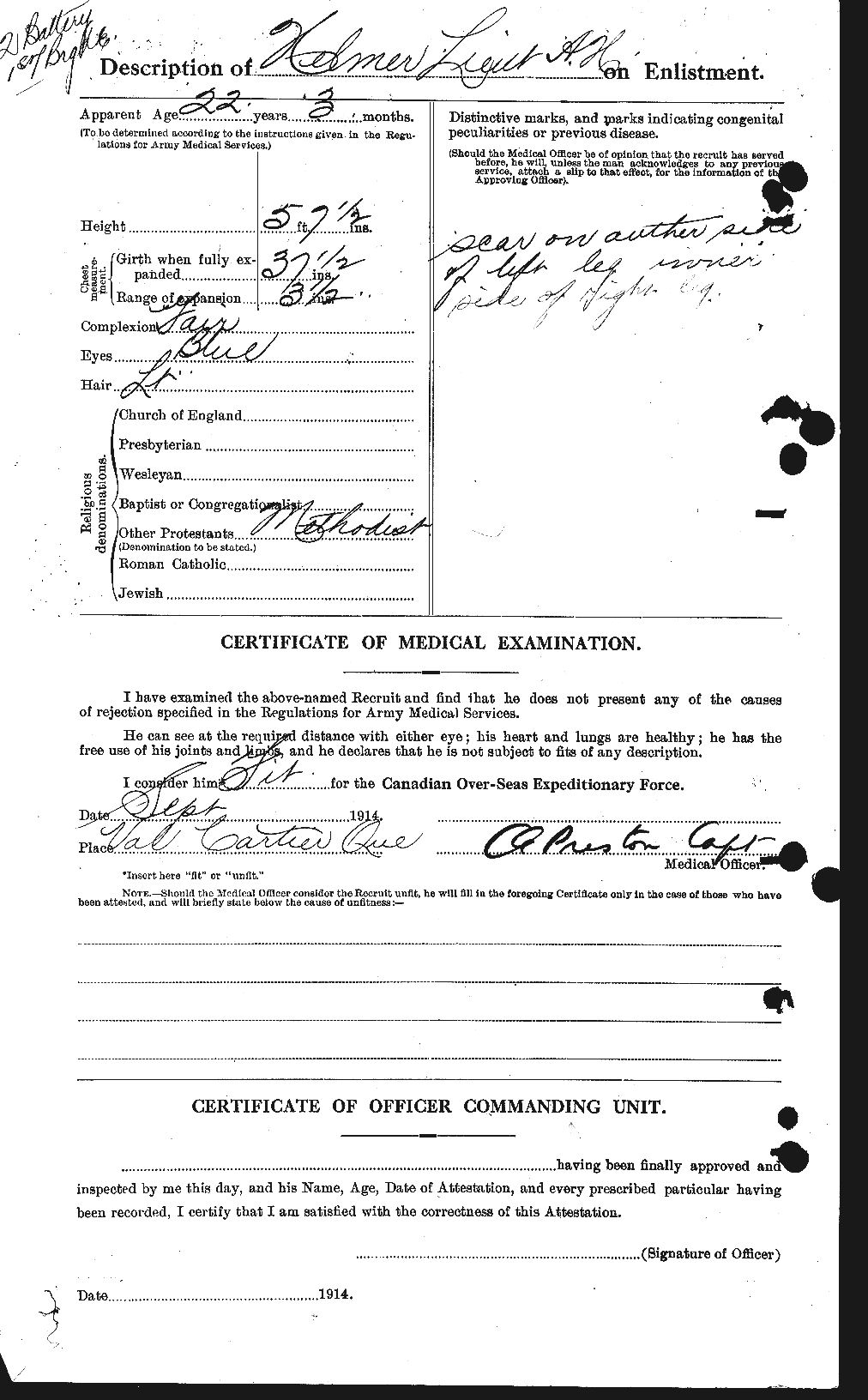 Dossiers du Personnel de la Première Guerre mondiale - CEC 385066b